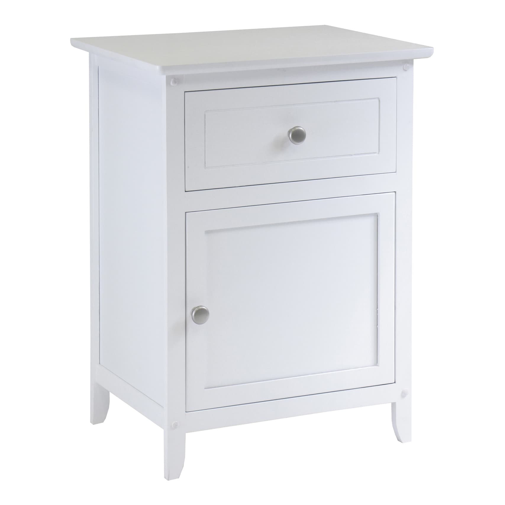 EUGENE Accent Table with Drawer & Door, White Finish