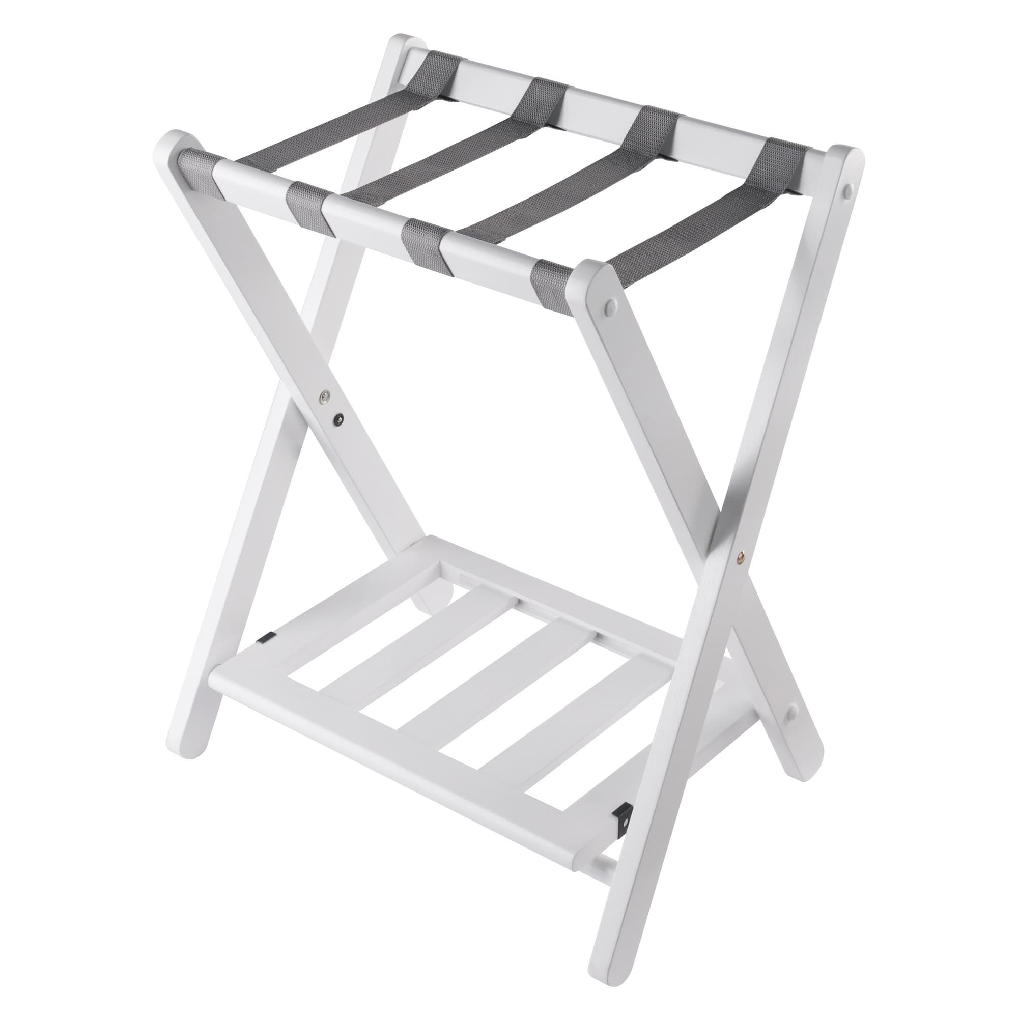 RAYA Luggage Rack with Shelf, White Finish