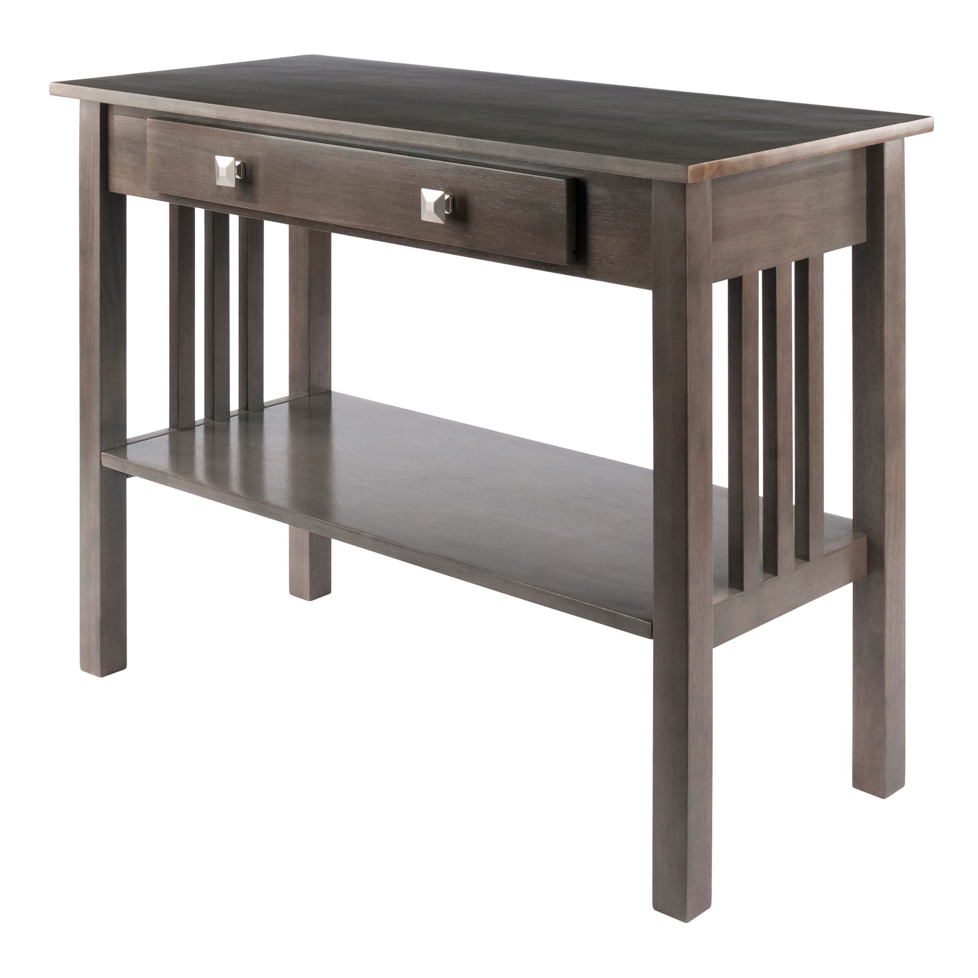 STAFFORD Console Table with Drawer & Shelf, Oyster Gray Finish