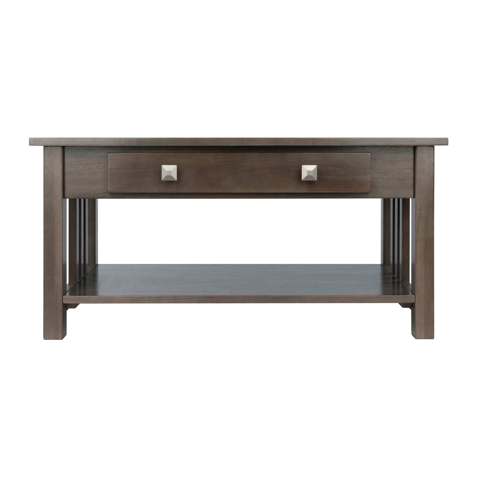 STAFFORD Coffee Table with Drawer & Shelf, Oyster Gray Finish