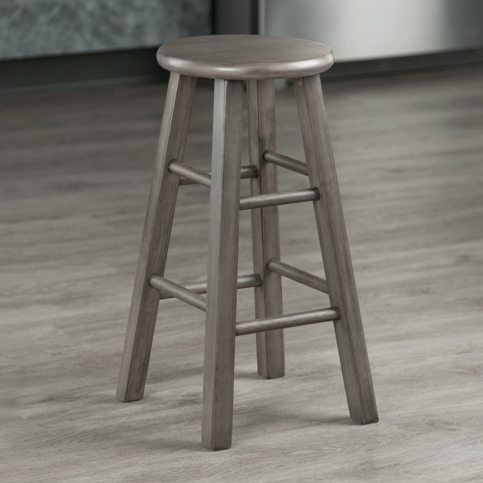 IVY Counter Stool with Square Legs, Rustic Gray Finish