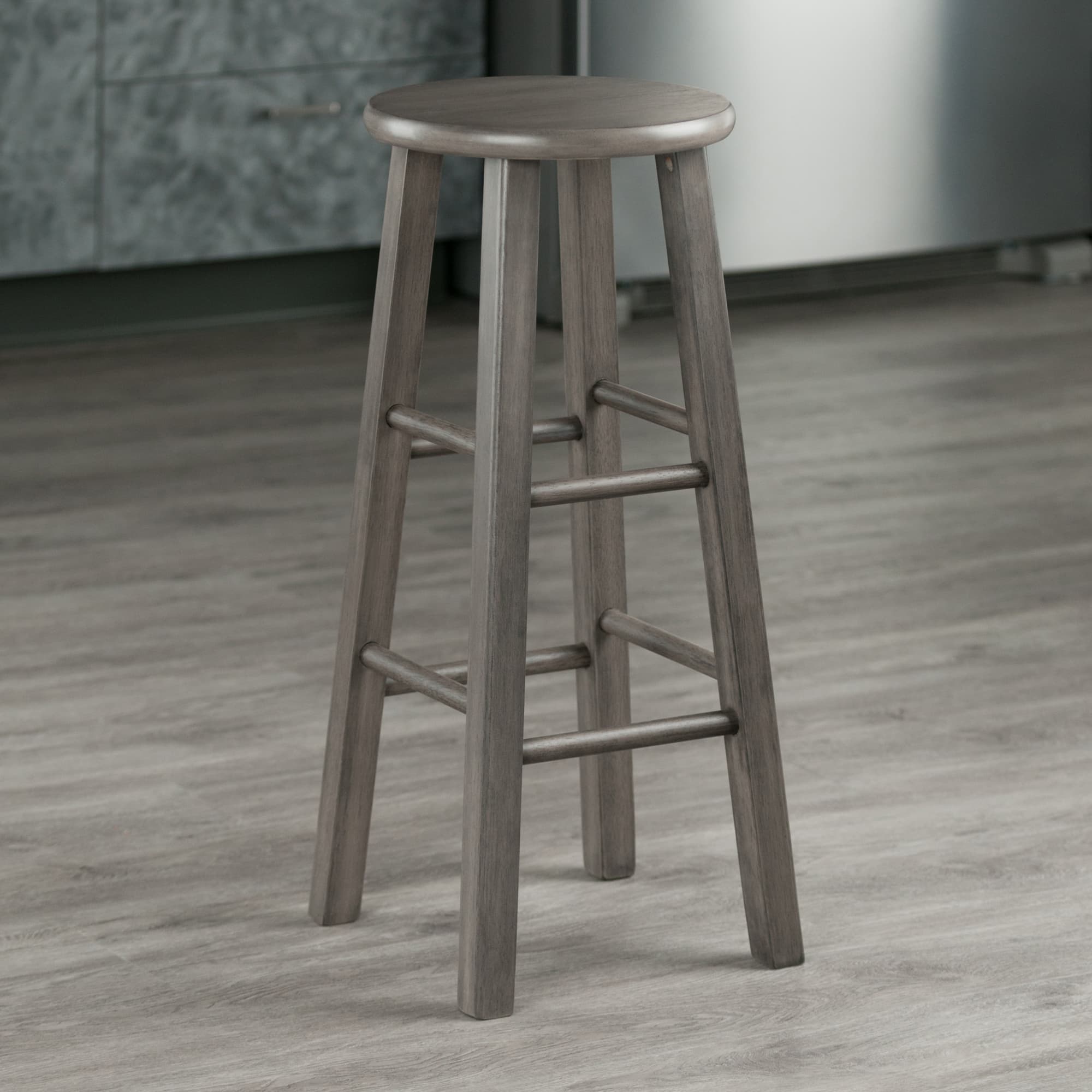 IVY Bar Stool with Square Legs, Rustic Gray Finish