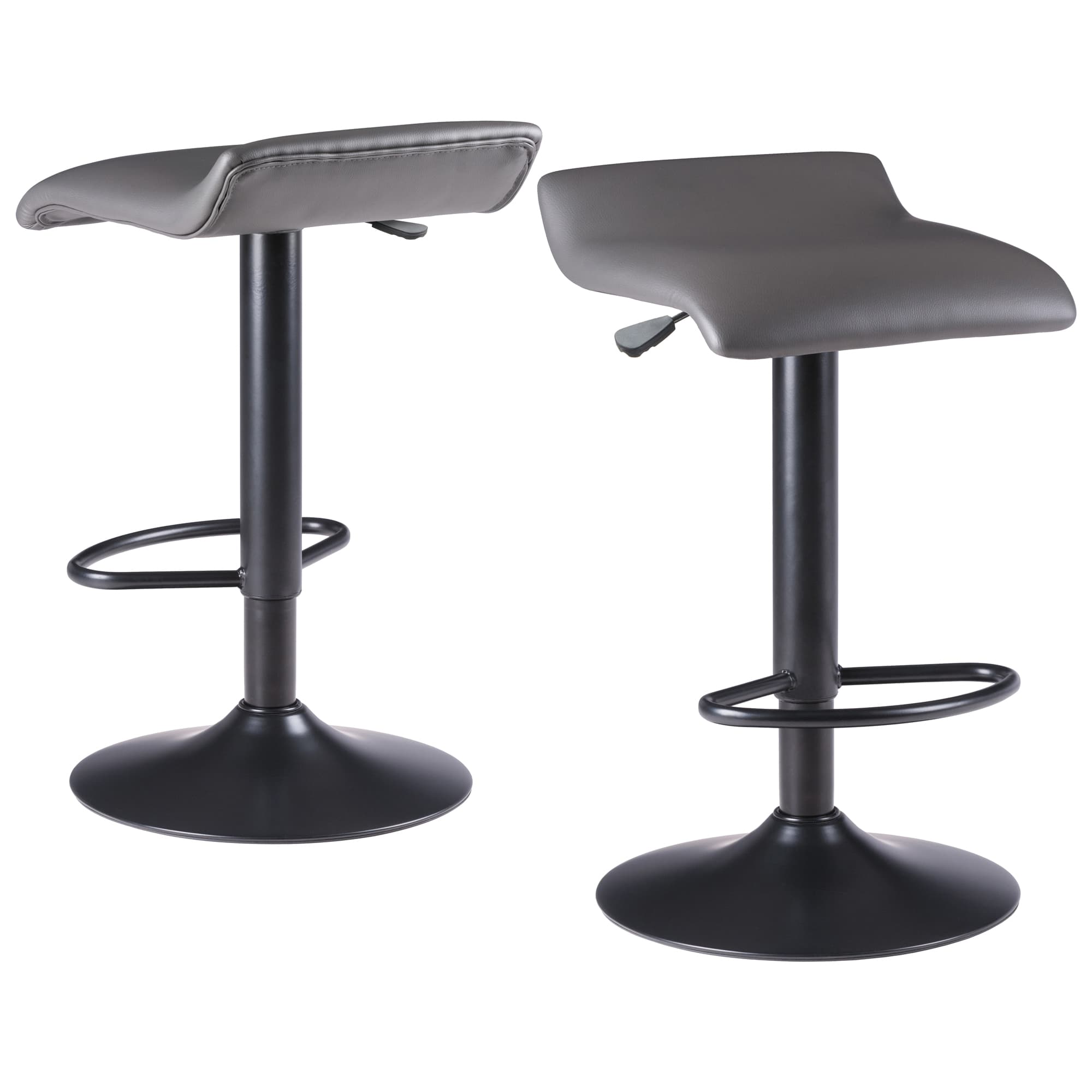 TARAH 2 Airlift Adjustable Stools, Black/Slate Gray Finish