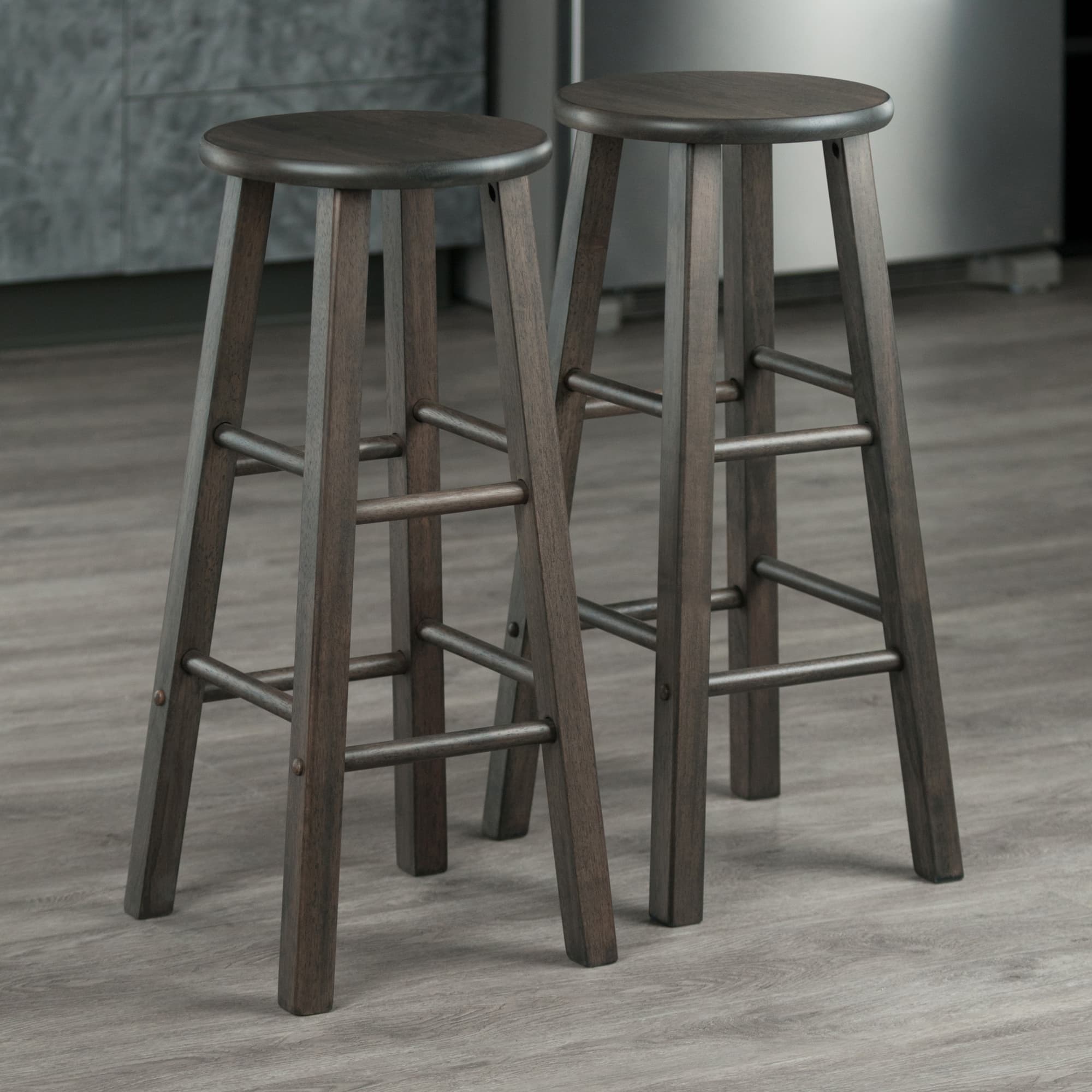 ELEMENT 2 Bar Stools with Square Legs, Oyster Gray Finish