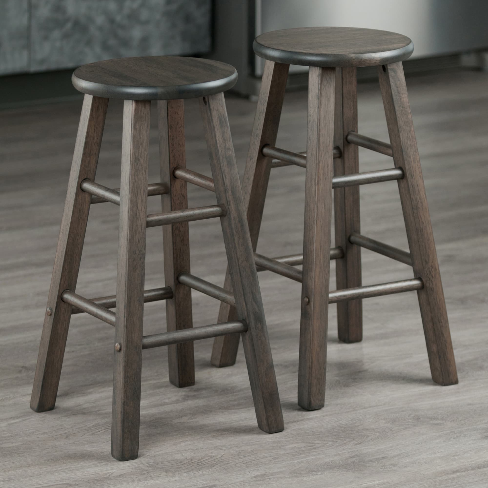 ELEMENT 2 Counter Stools with Square Legs, Oyster Gray Finish