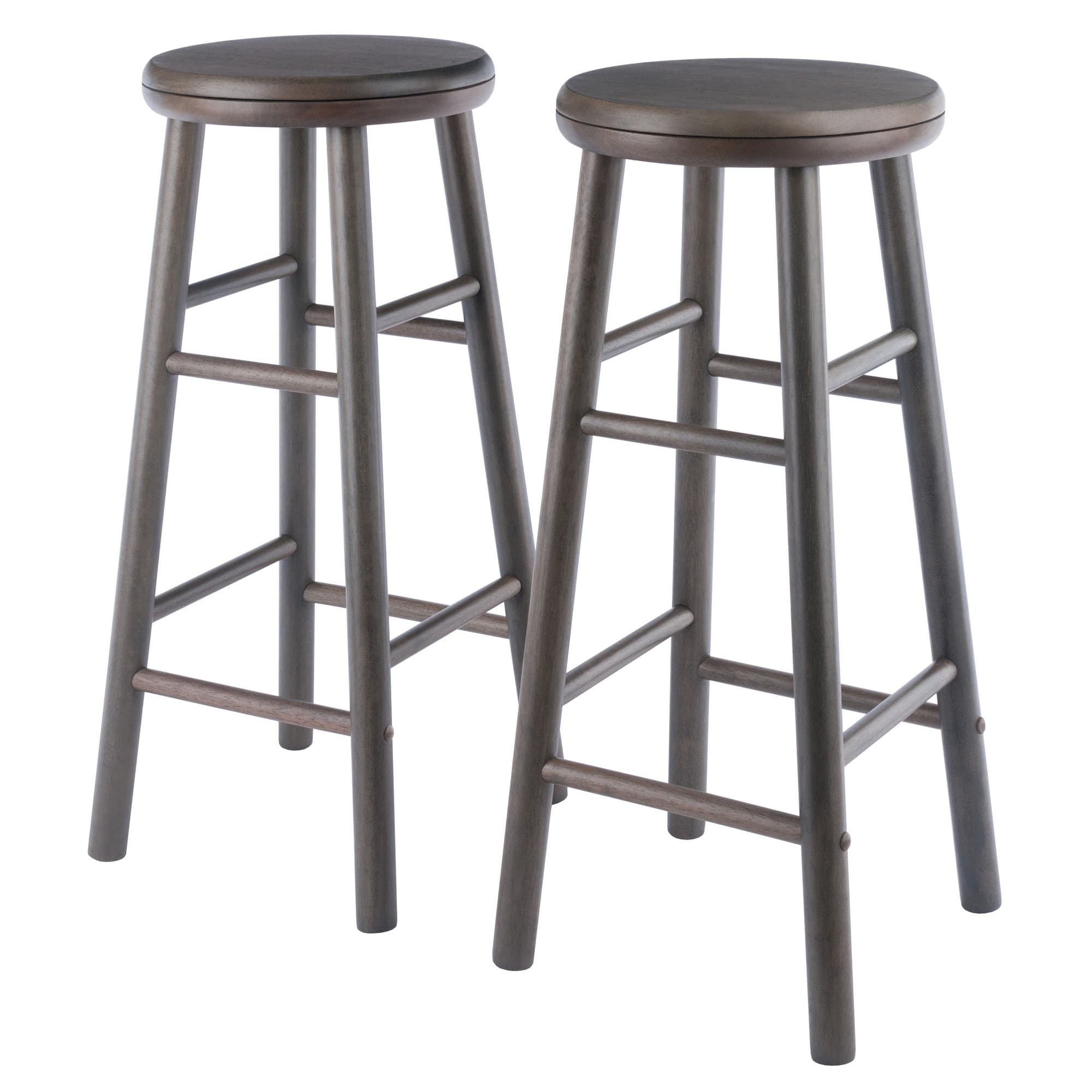 SHELBY 2 Bar Stools with Swivel Seat, Oyster Gray Finish
