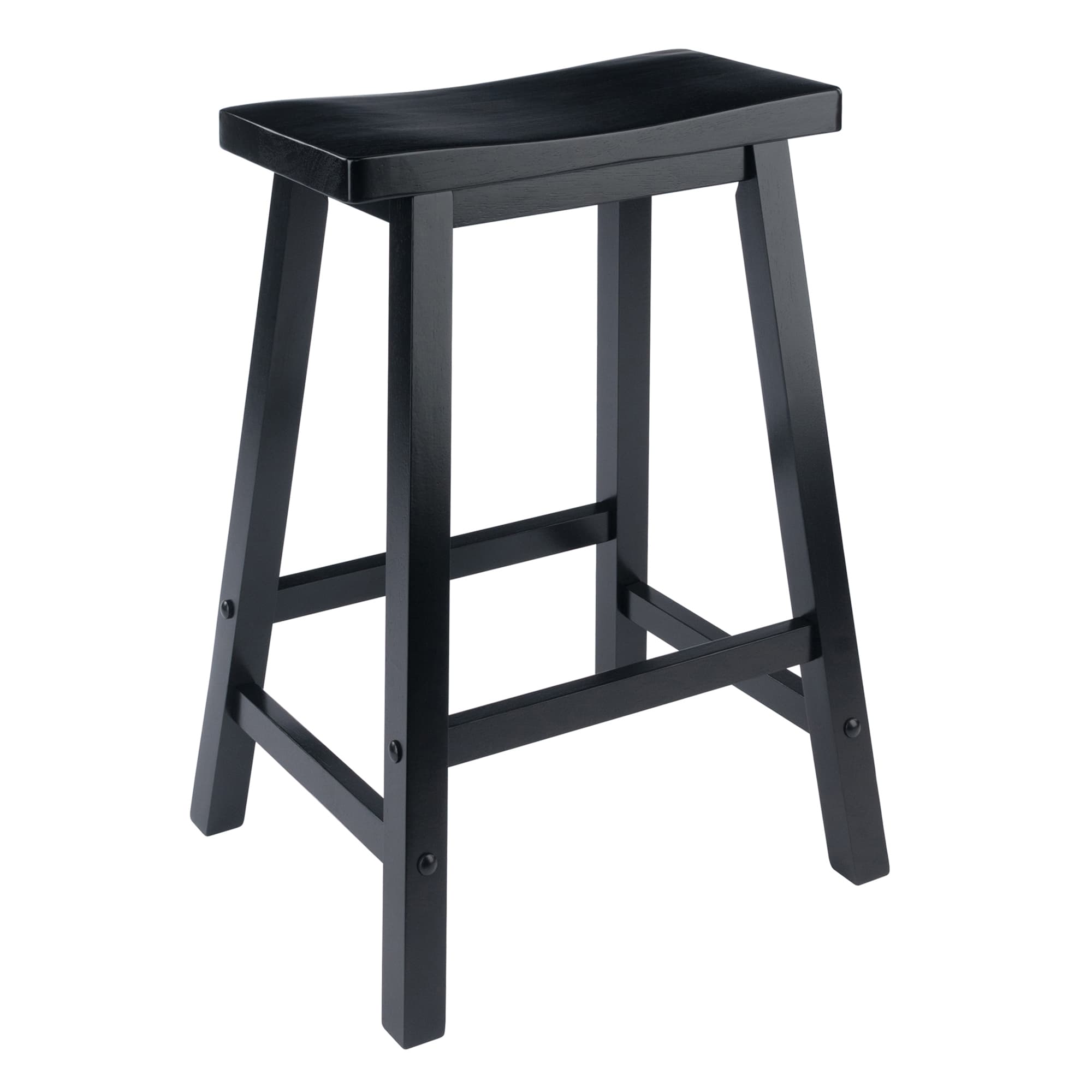 SATORI Counter Stool with Saddle Seat, Black Finish