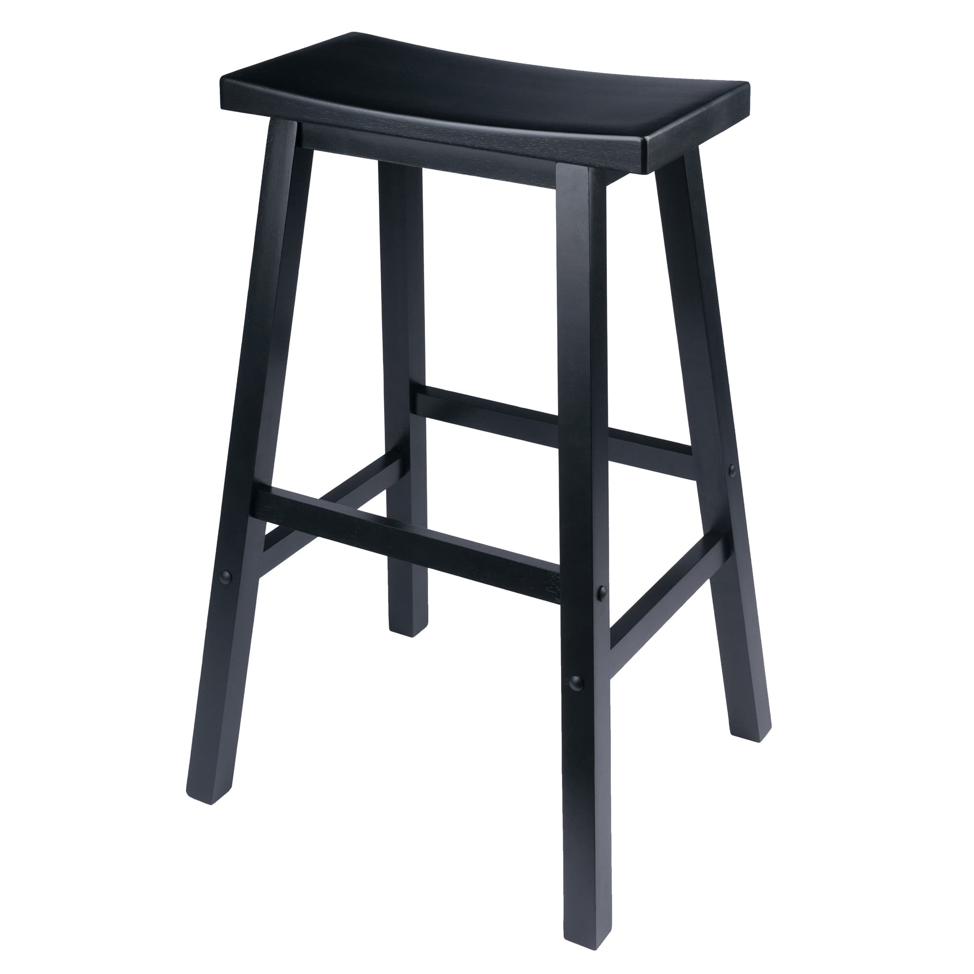 SATORI Bar Stool with Saddle Seat, Black Finish