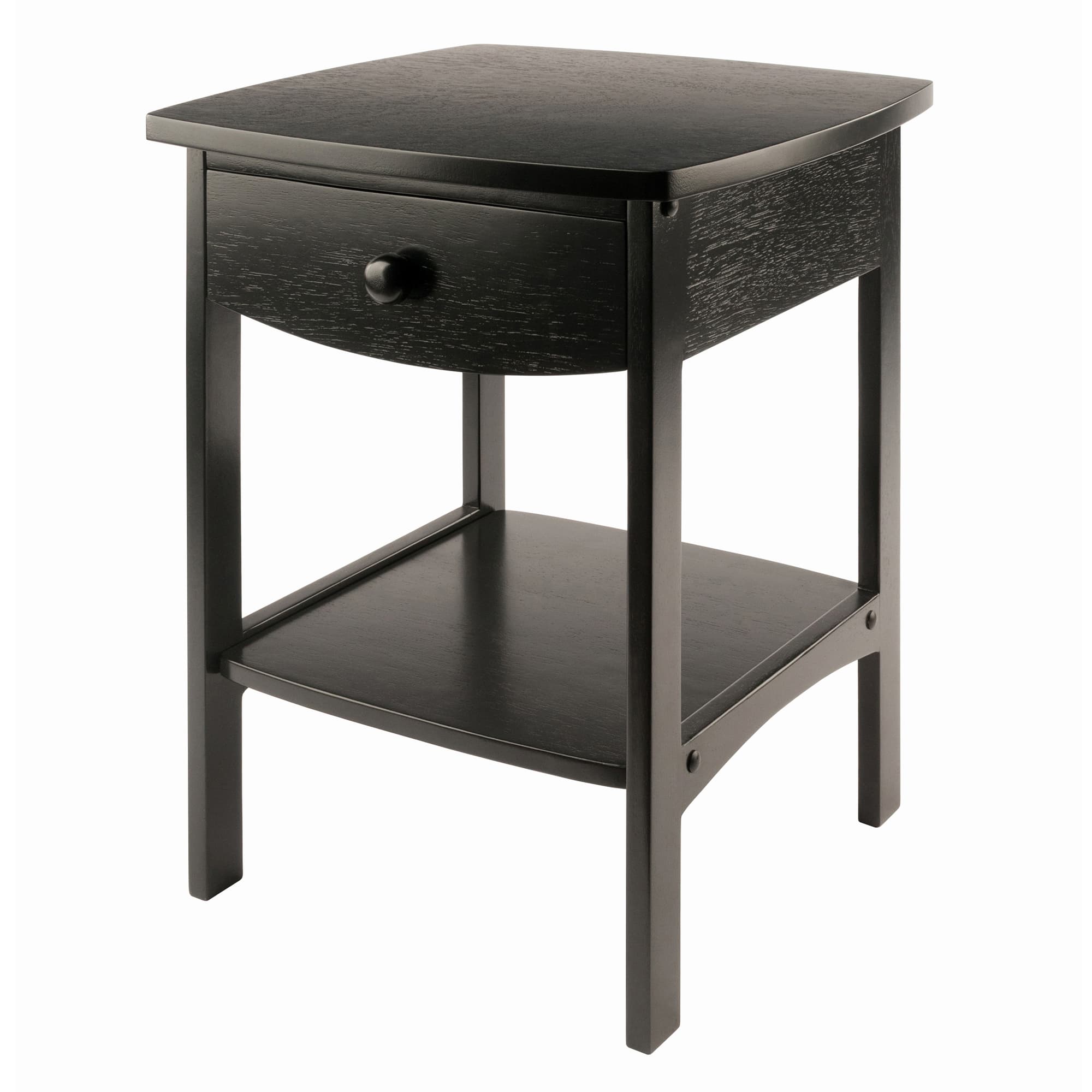 CLAIRE Accent Table with 1 Drawer & 1 Shelf, Black Finish