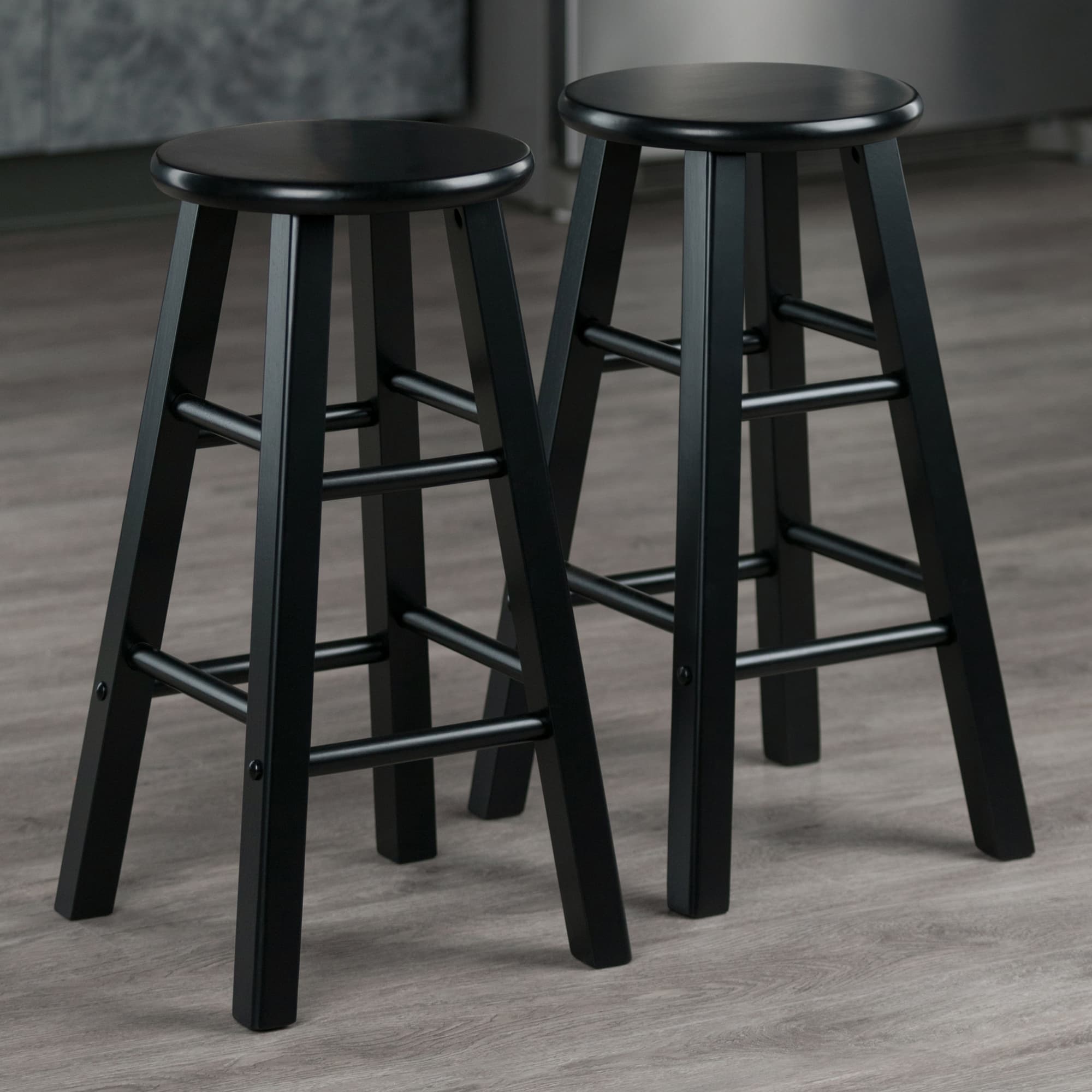 ELEMENT 2 Counter Stools with Square Legs, Black Finish