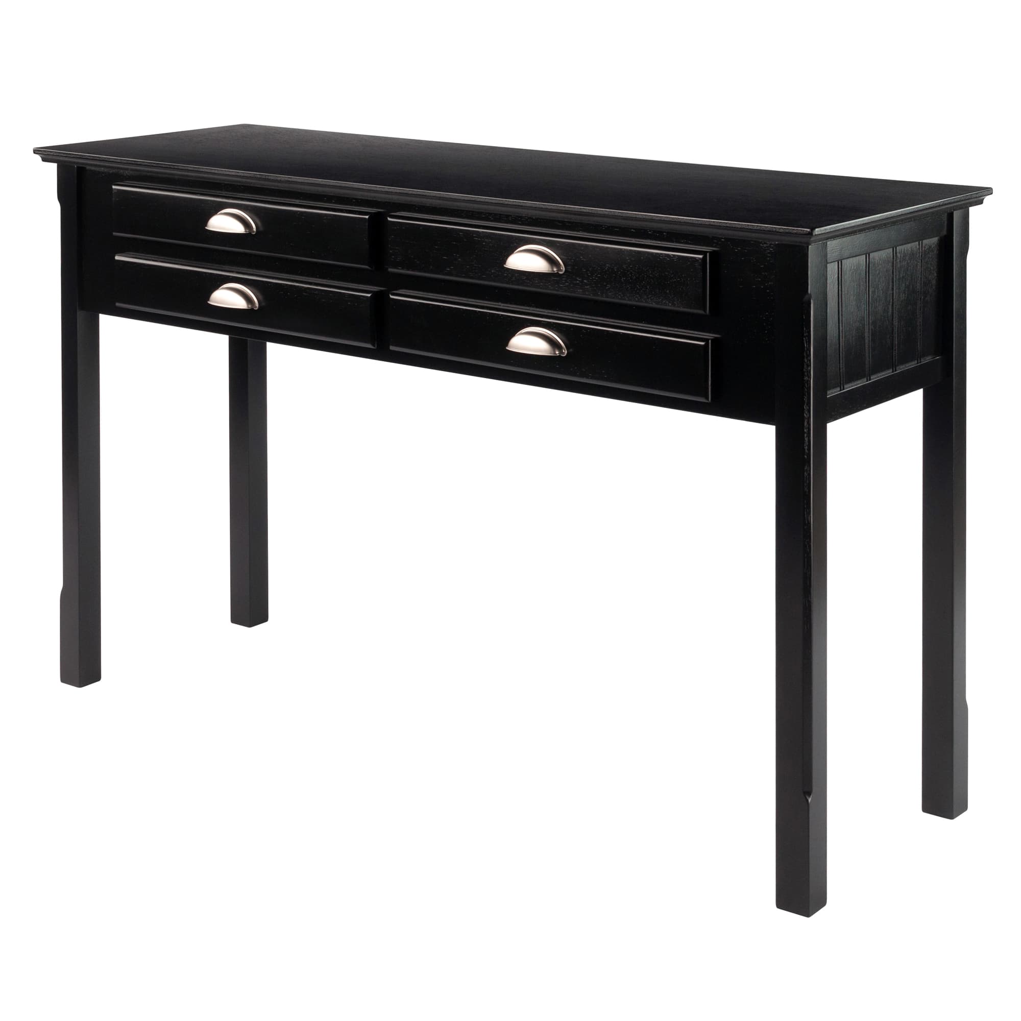 TIMBER Console Table with 4 Drawers, Black Finish