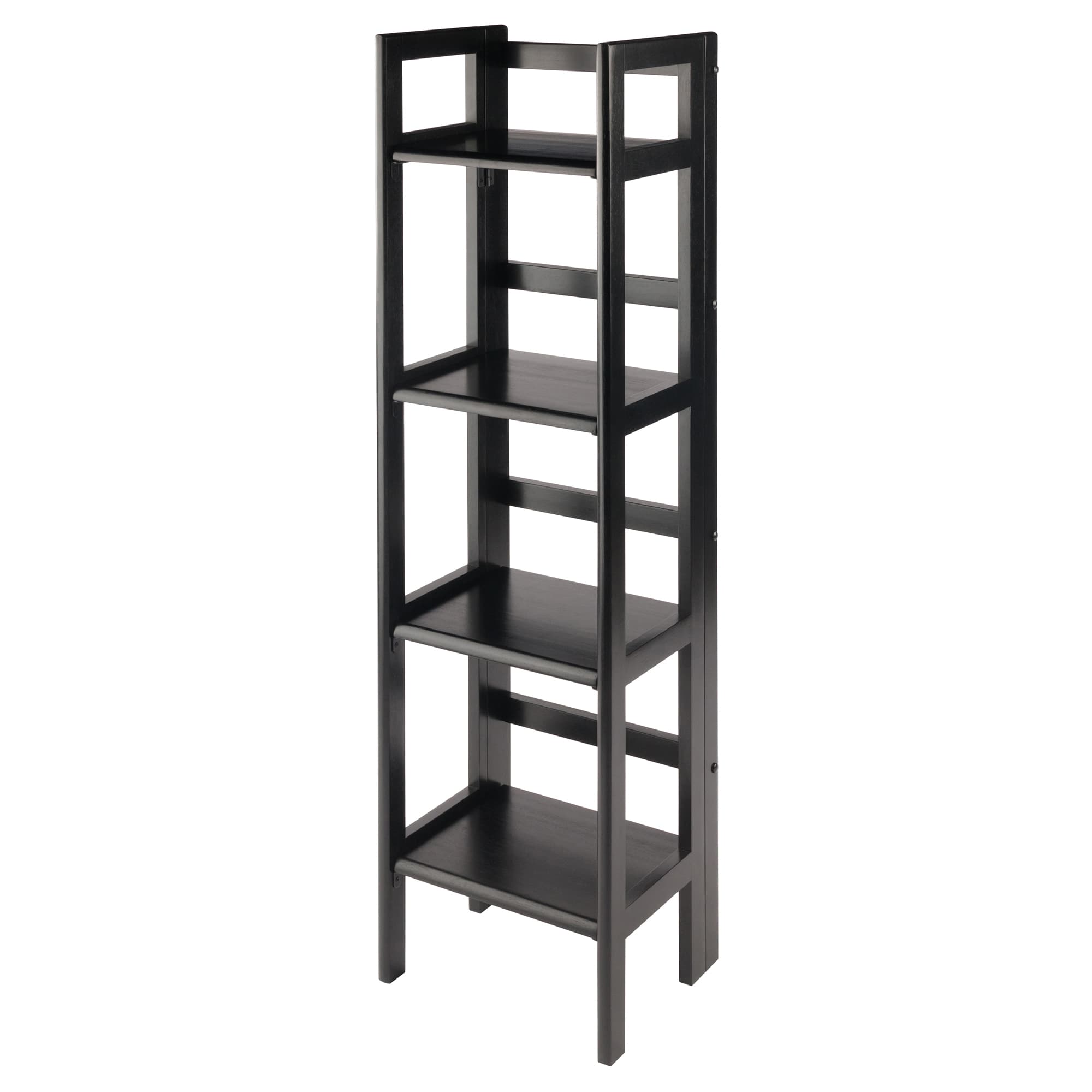 TERRY Folding Bookcase with 4 Shelves, Black Finish