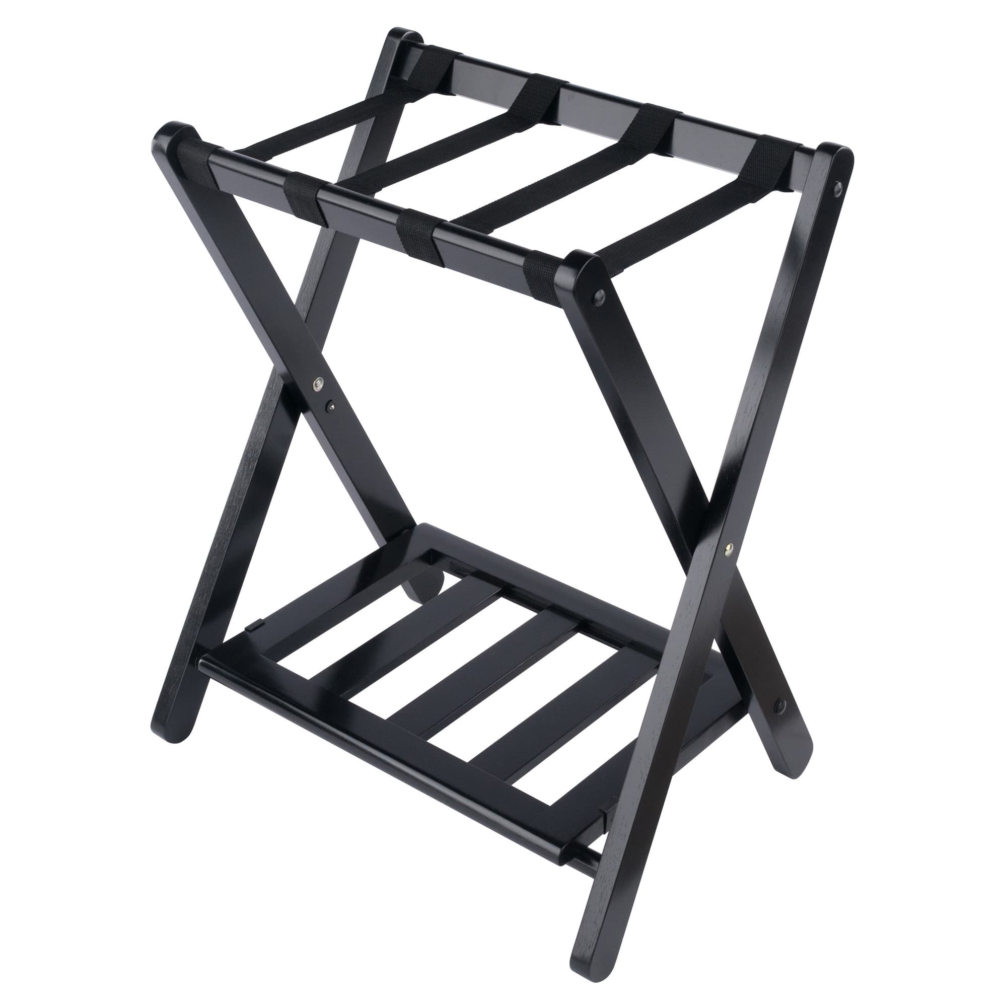 RAYA Luggage Rack with Shelf, Black Finish