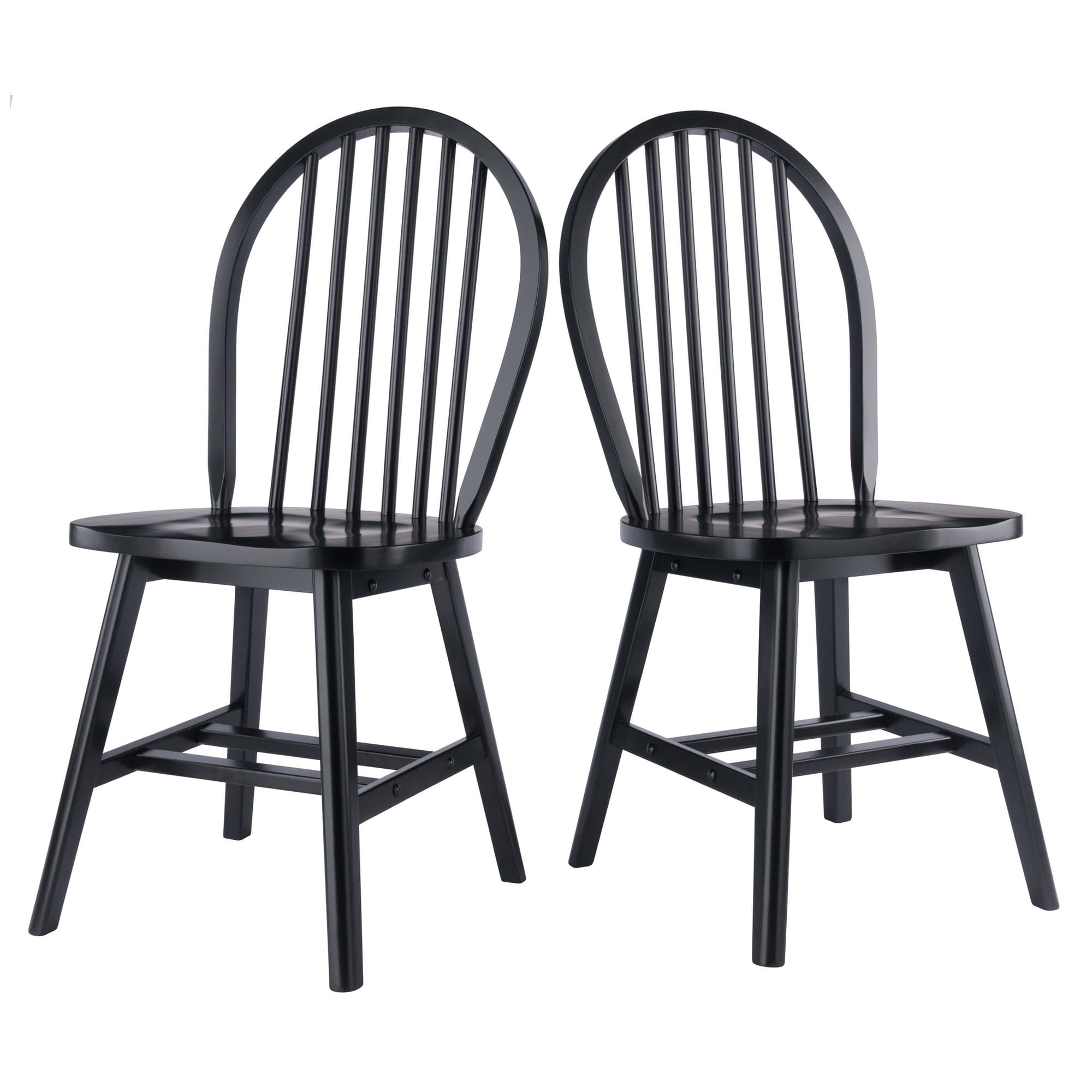 WINDSOR 2 Dining Chairs with Spindle Back, Black Finish