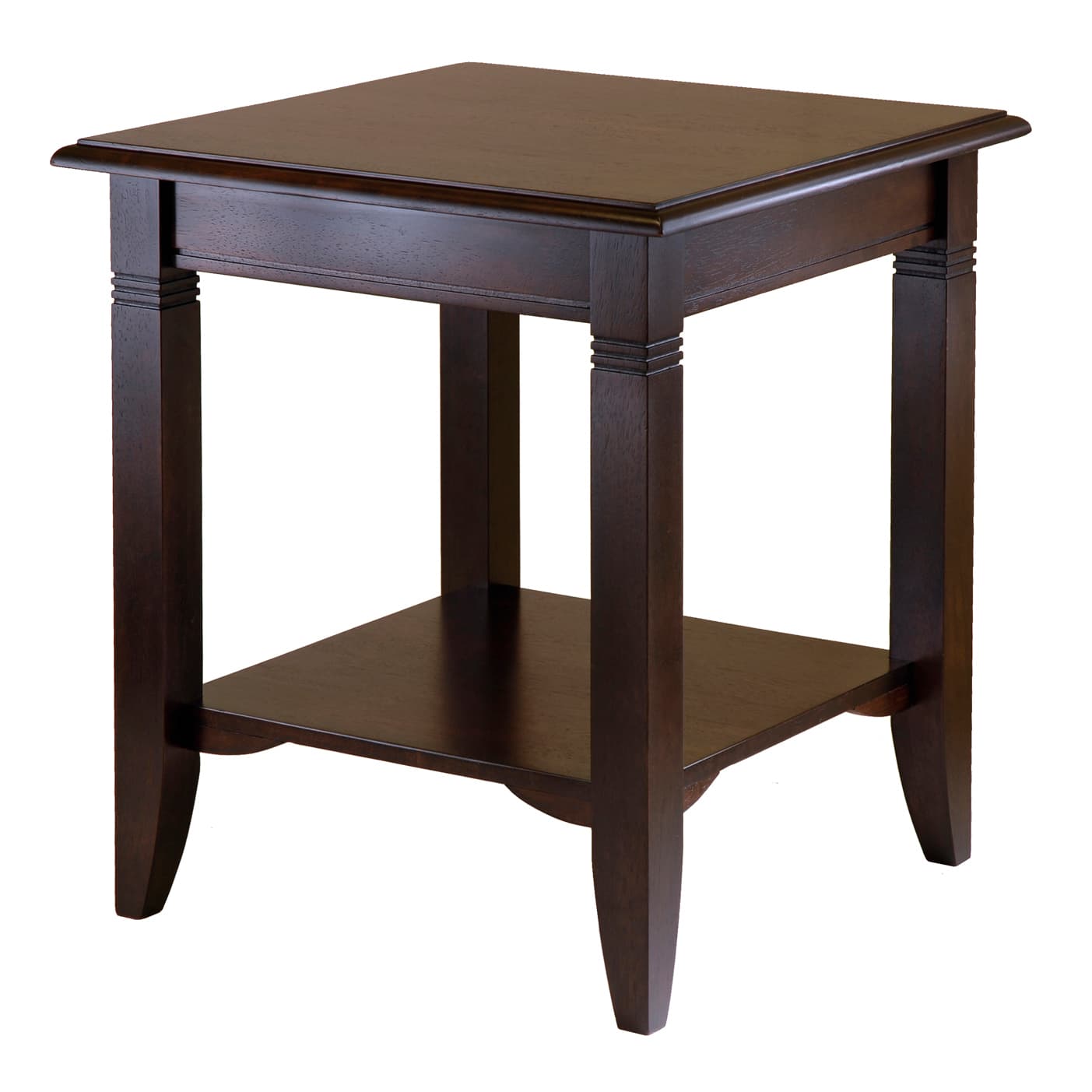 NOLAN End Table with Shelf, Cappuccino Finish