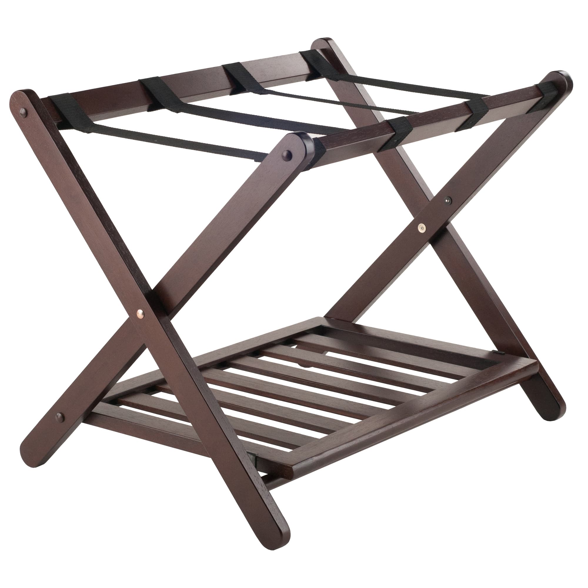REESE Luggage Rack with Shelf, Cappuccino Finish