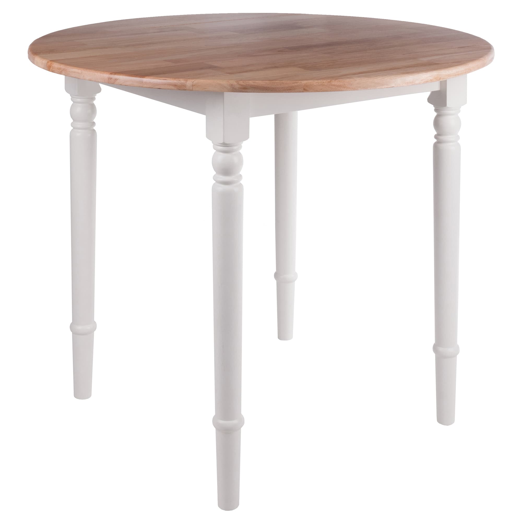 SORELLA Double Drop Leaf Table with Carved Legs, Natural/White Finish