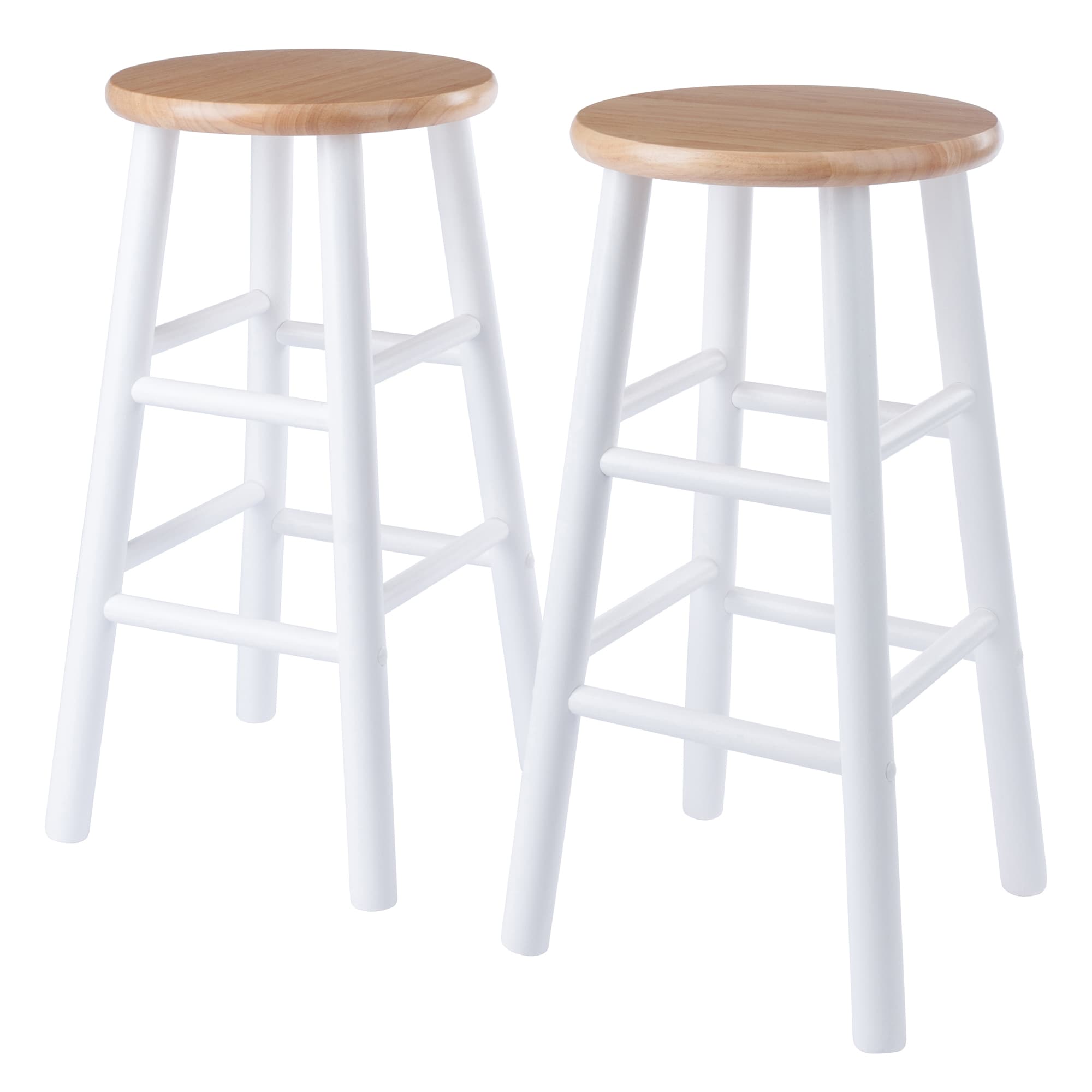 HUXTON 2 Counter Stools with Round Legs, Natural/White Finish