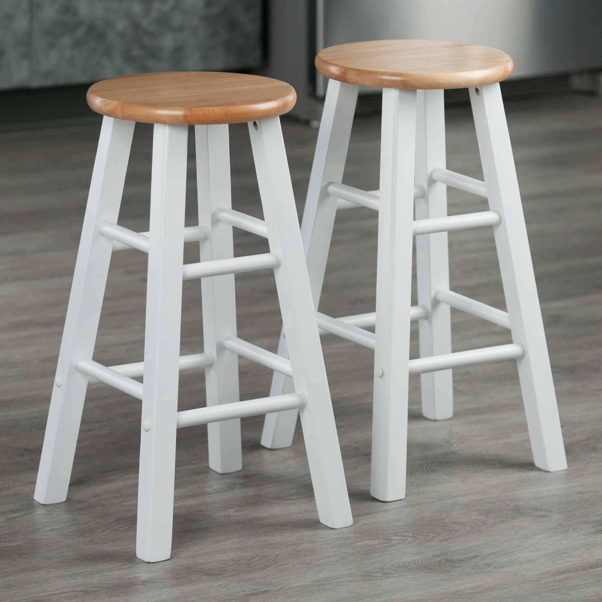 ELEMENT 2 Counter Stools with Square Legs, Natural/White Finish