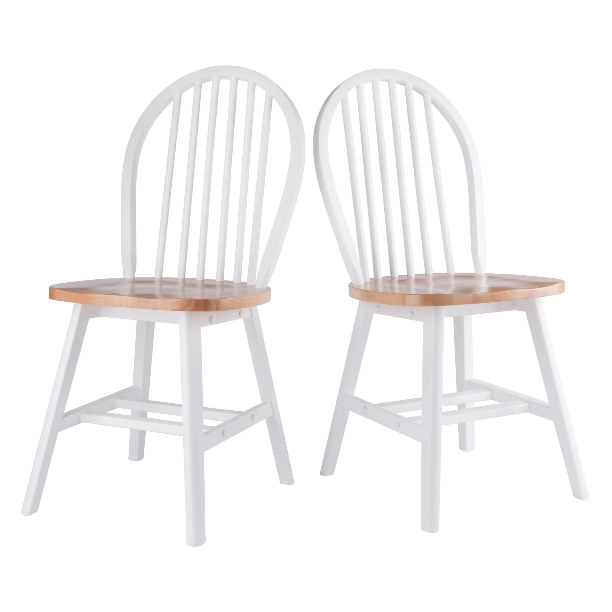 WINDSOR 2 Dining Chairs with Spindle Back, Natural/White Finish