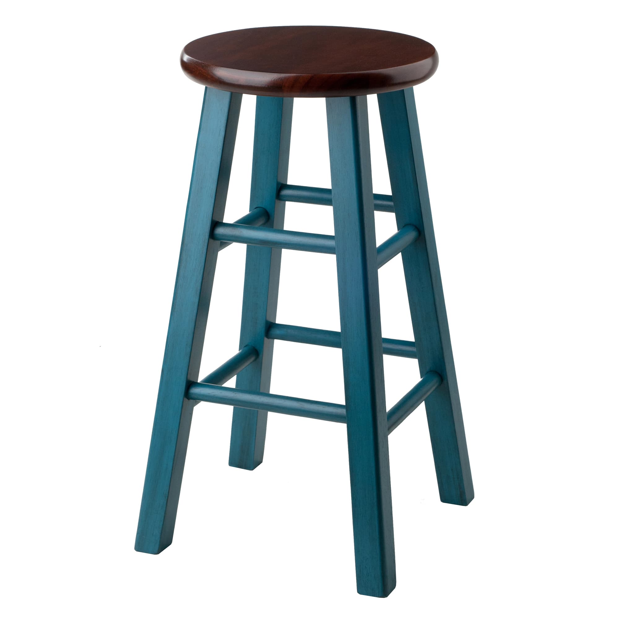 IVY Counter Stool with Square Legs, Walnut/Rustic Teal