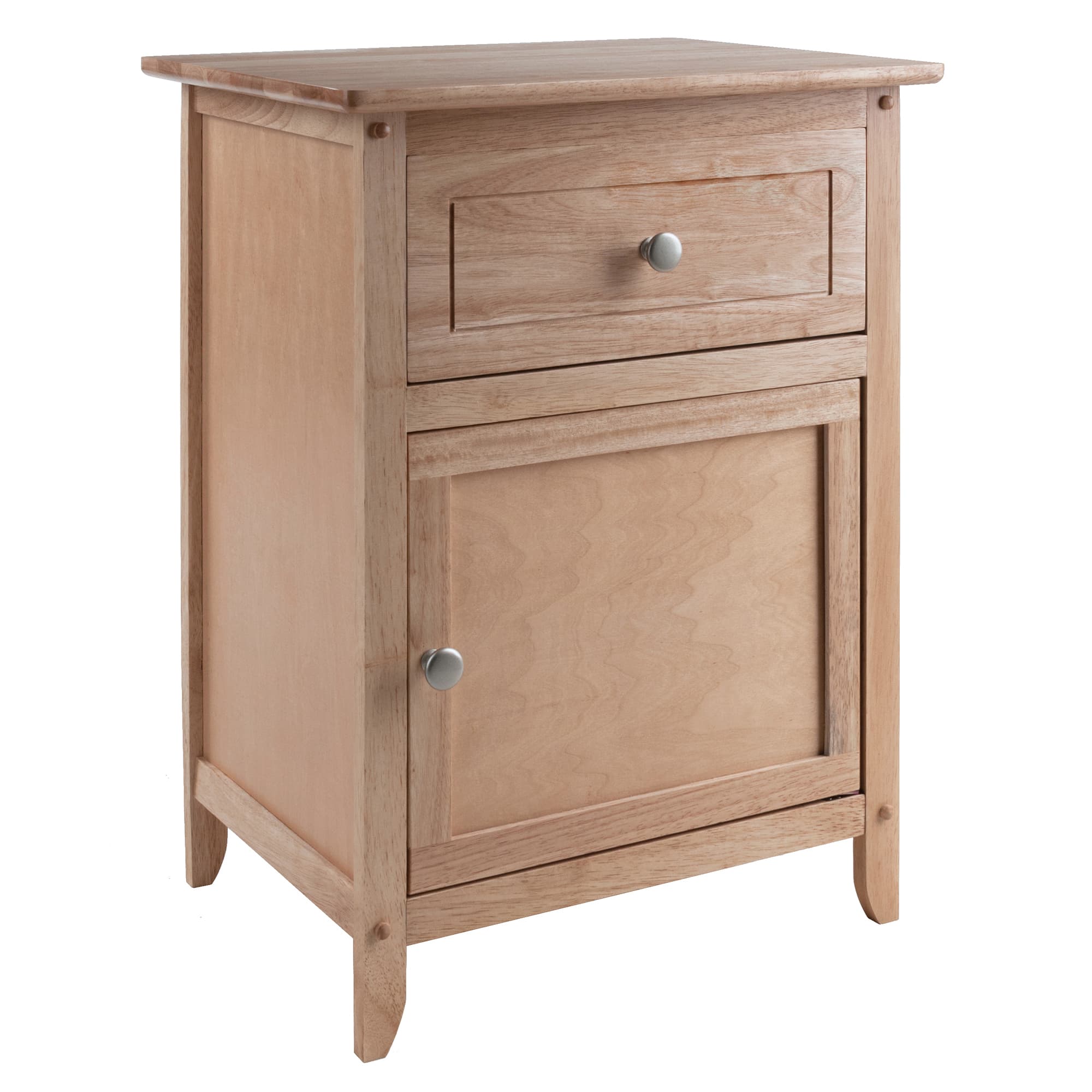 EUGENE Accent Table with Drawer & Door, Natural Finish