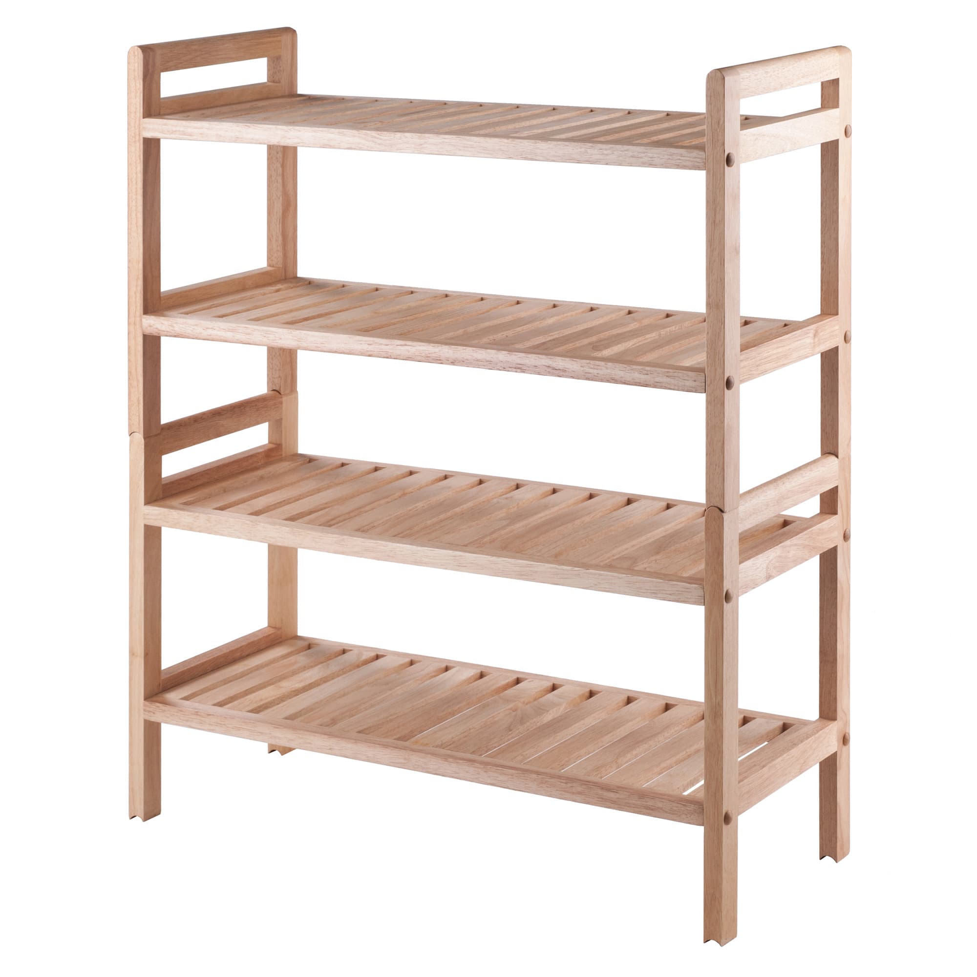 MERCURY 2 Stackable Shoe Racks with 4 Shelves, Natural Finish