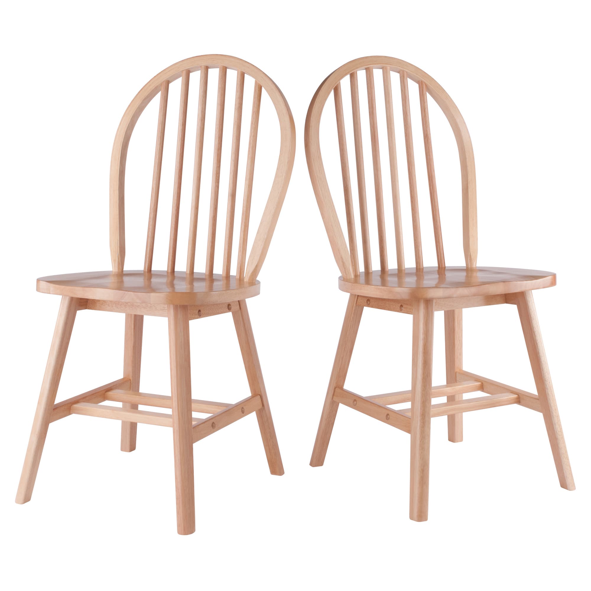 WINDSOR 2 Dining Chairs with Spindle Back, Natural Finish