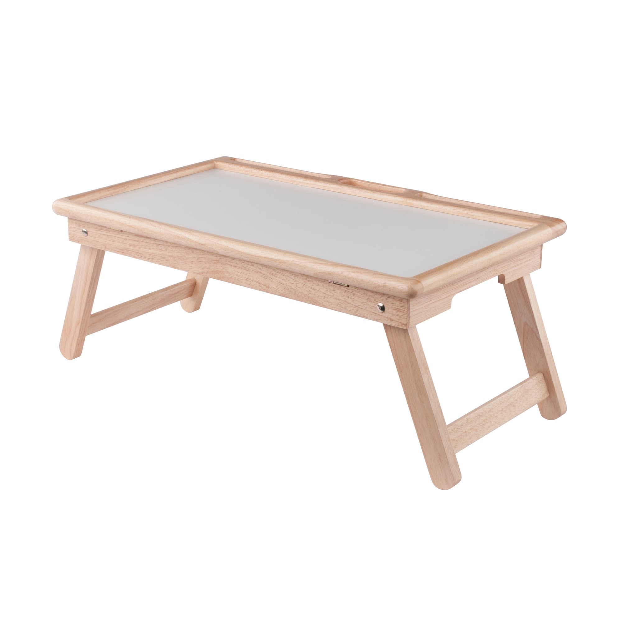 ARLO Breakfast Tray with Flip Top & Phone Stands, Natural/White Finish