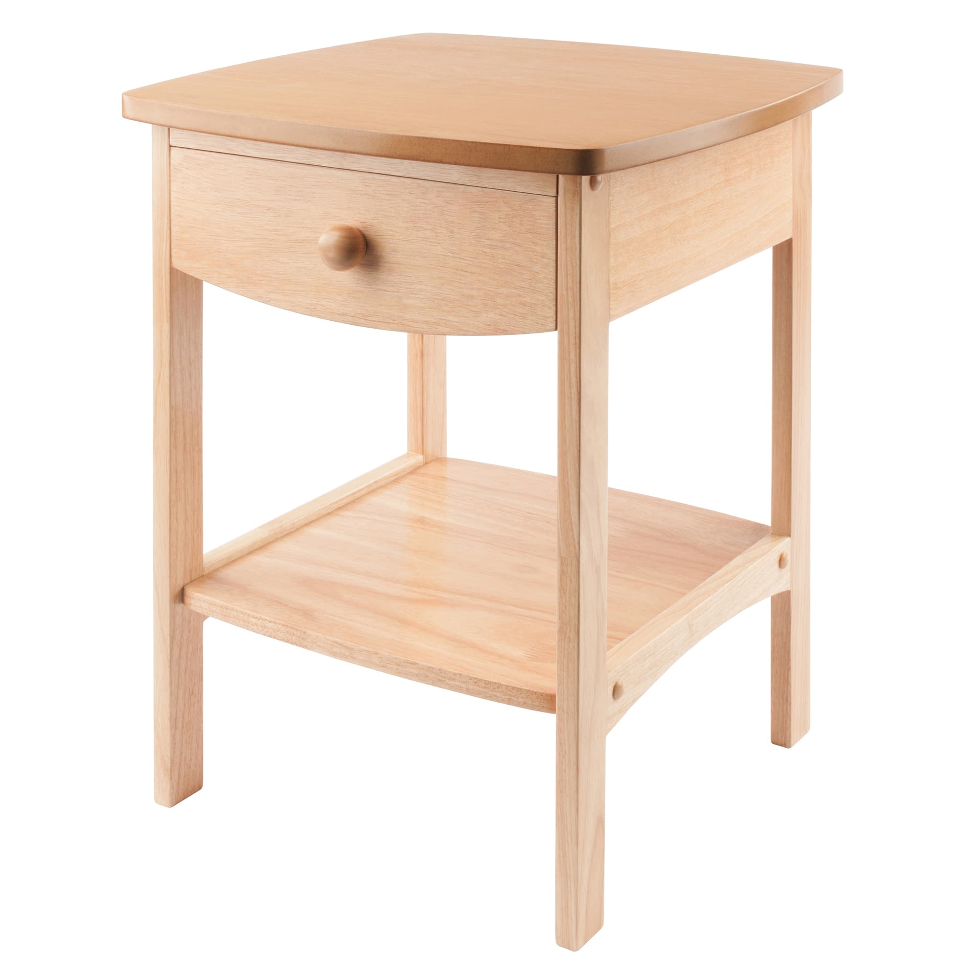 CLAIRE Accent Table with 1 Drawer & 1 Shelf, Natural Finish