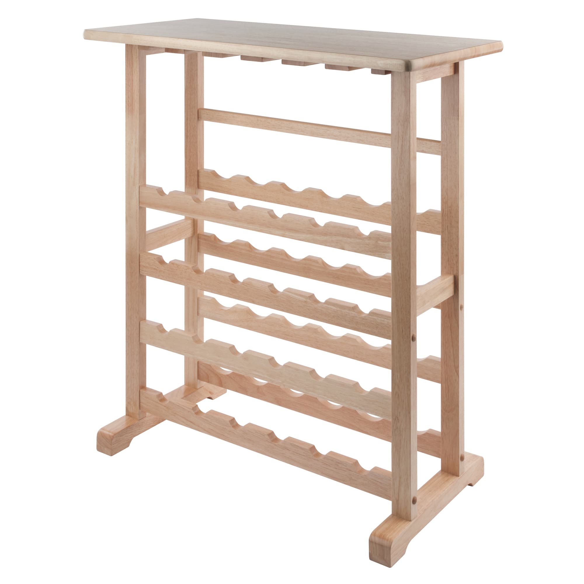 VINNY Wine Rack with Glass Hanger & 24-Bottle Capacity, Natural Finish