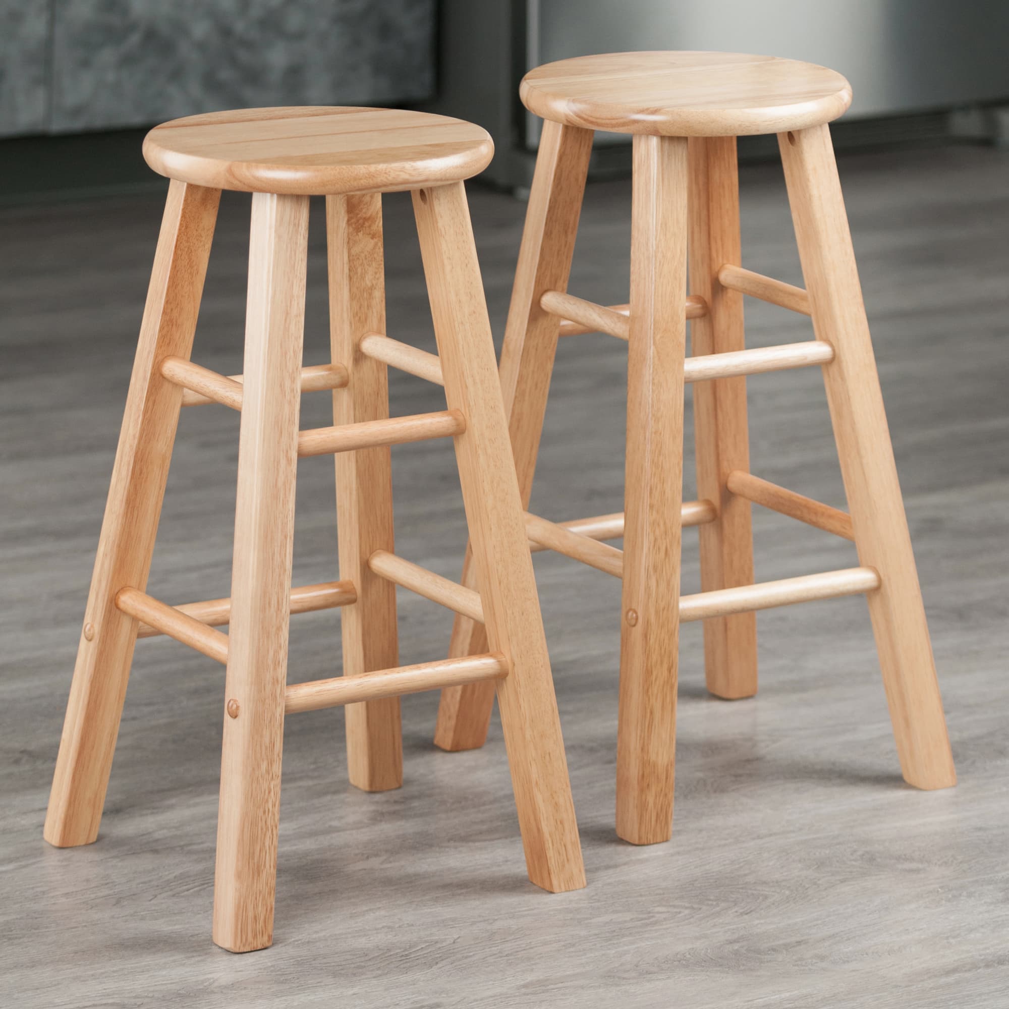 ELEMENT 2 Counter Stools with Square Legs, Natural Finish