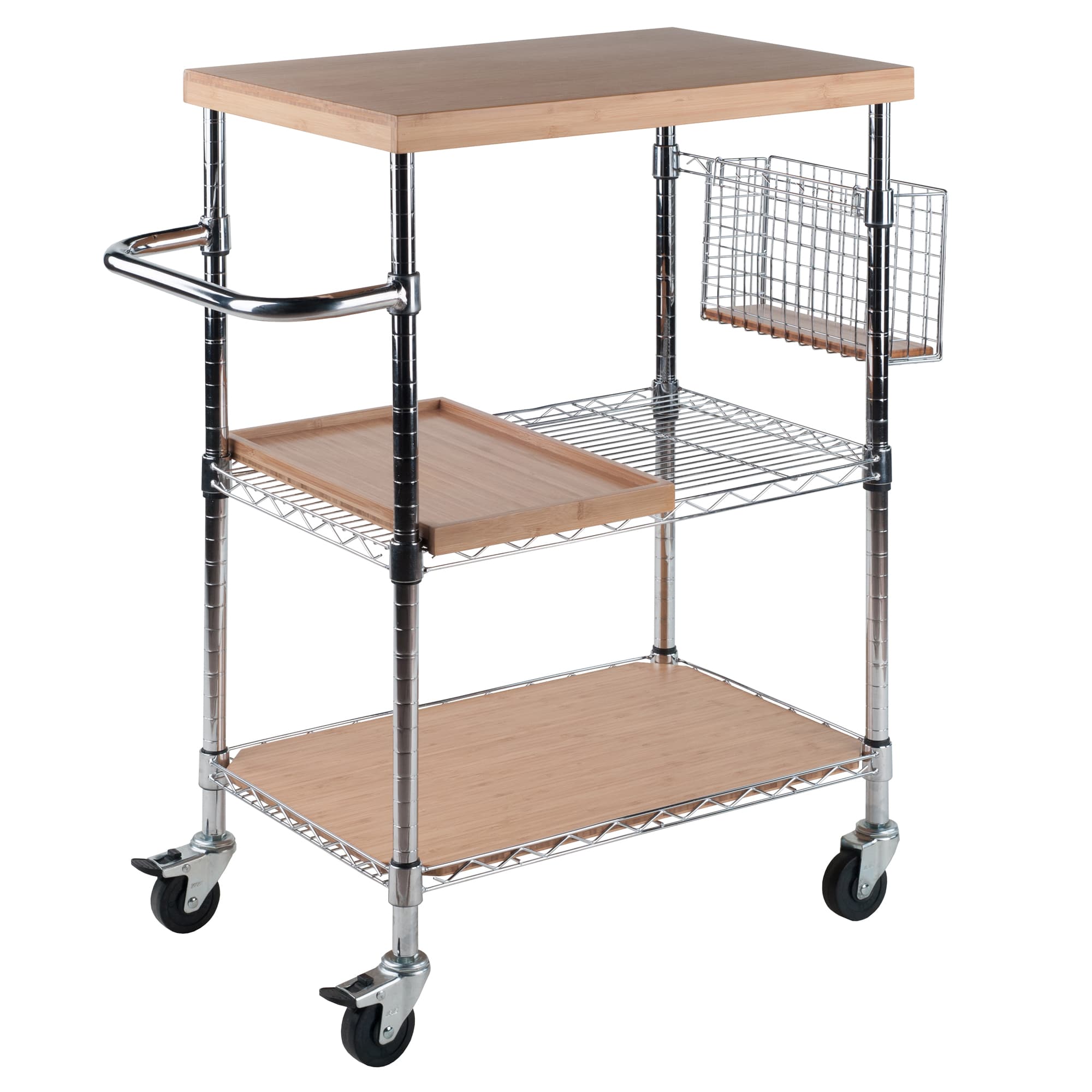 MADERA Kitchen Cart with Metal Legs & Removable Tray, Natural Bamboo