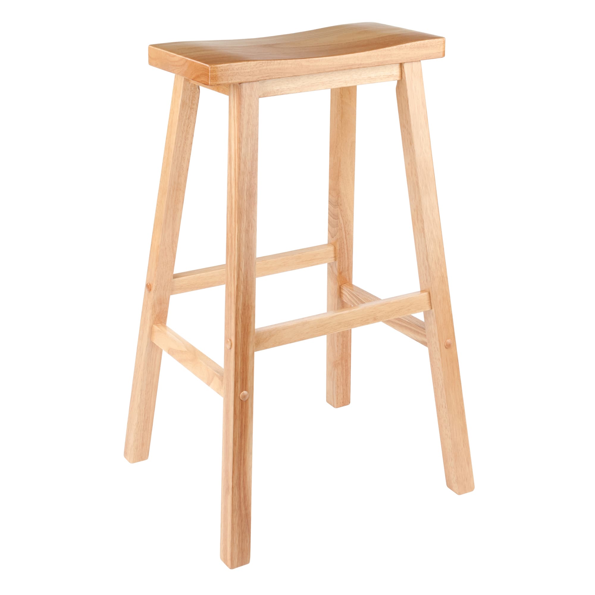 SATORI Bar Stool with Saddle Seat, Natural Finish