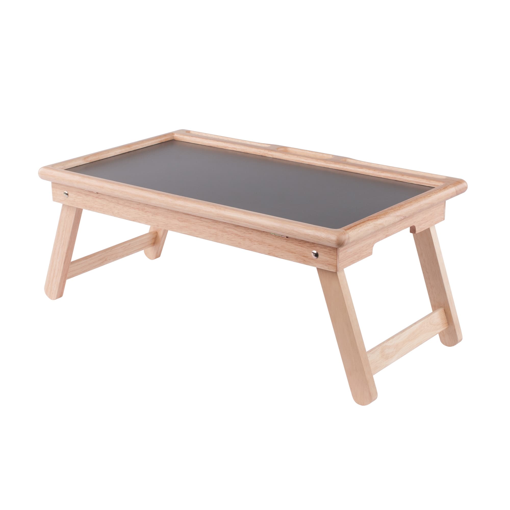 ARLO Breakfast Tray with Flip Top & Phone Stands, Natural/Gray Finish