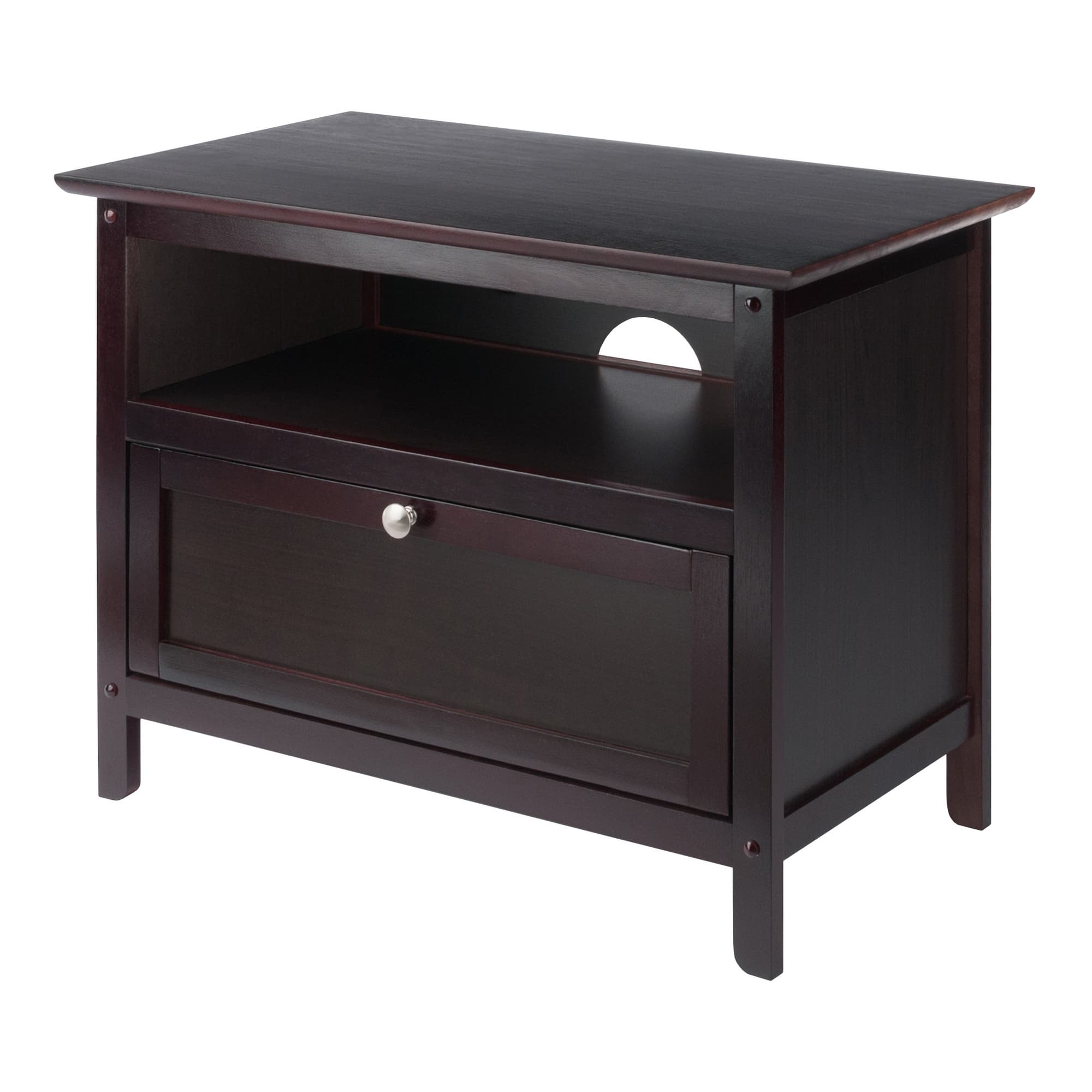 ZARA tv Stand with Shelf and Flip Door, Espresso Finish