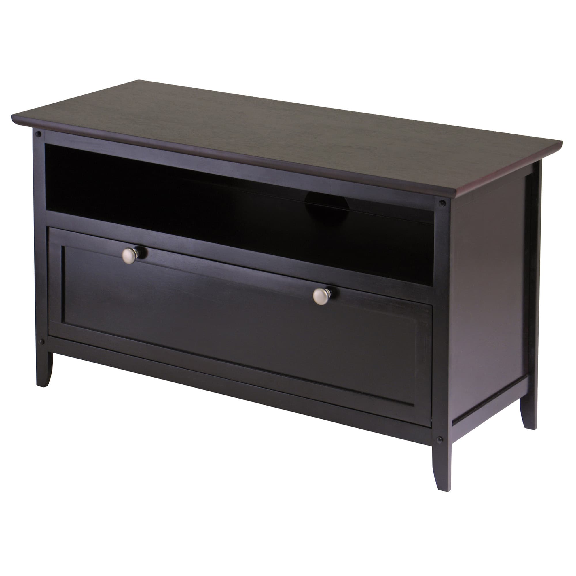 ZURI TV Stand with Shelf and Flip Door, Espresso Finish
