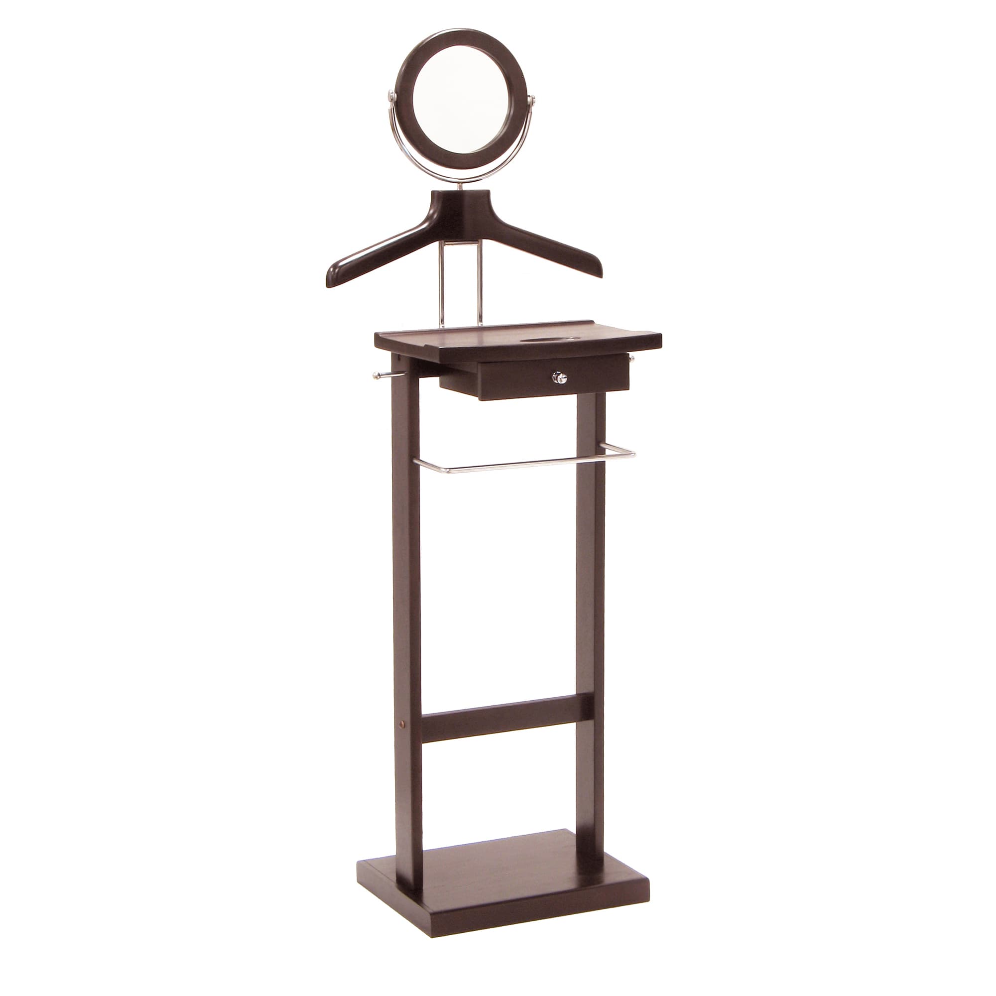 ALFRED Valet Stand with Mirror and Drawer, Espresso Finish