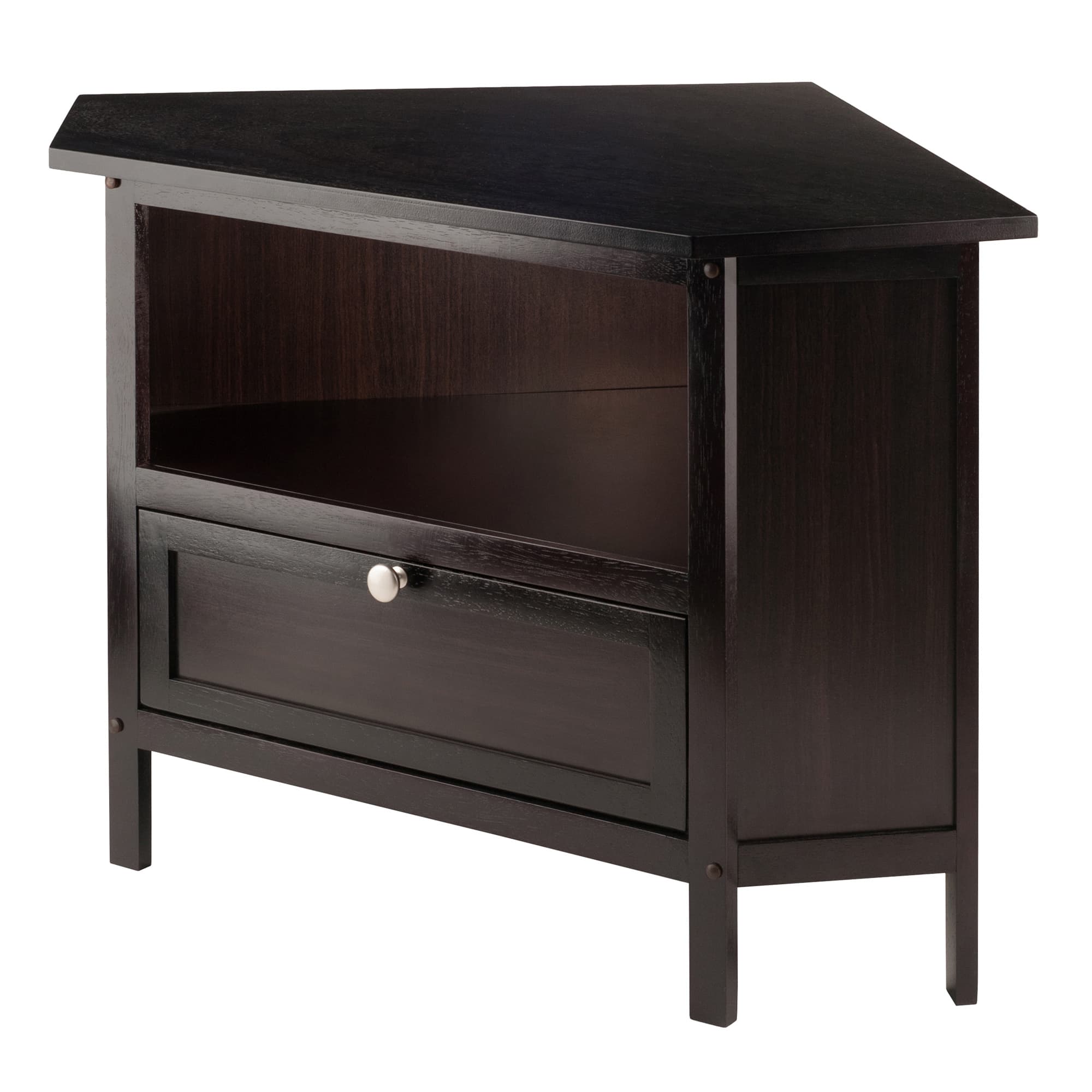 ZENA Corner tv Stand with Shelf and Flip Door, Espresso Finish