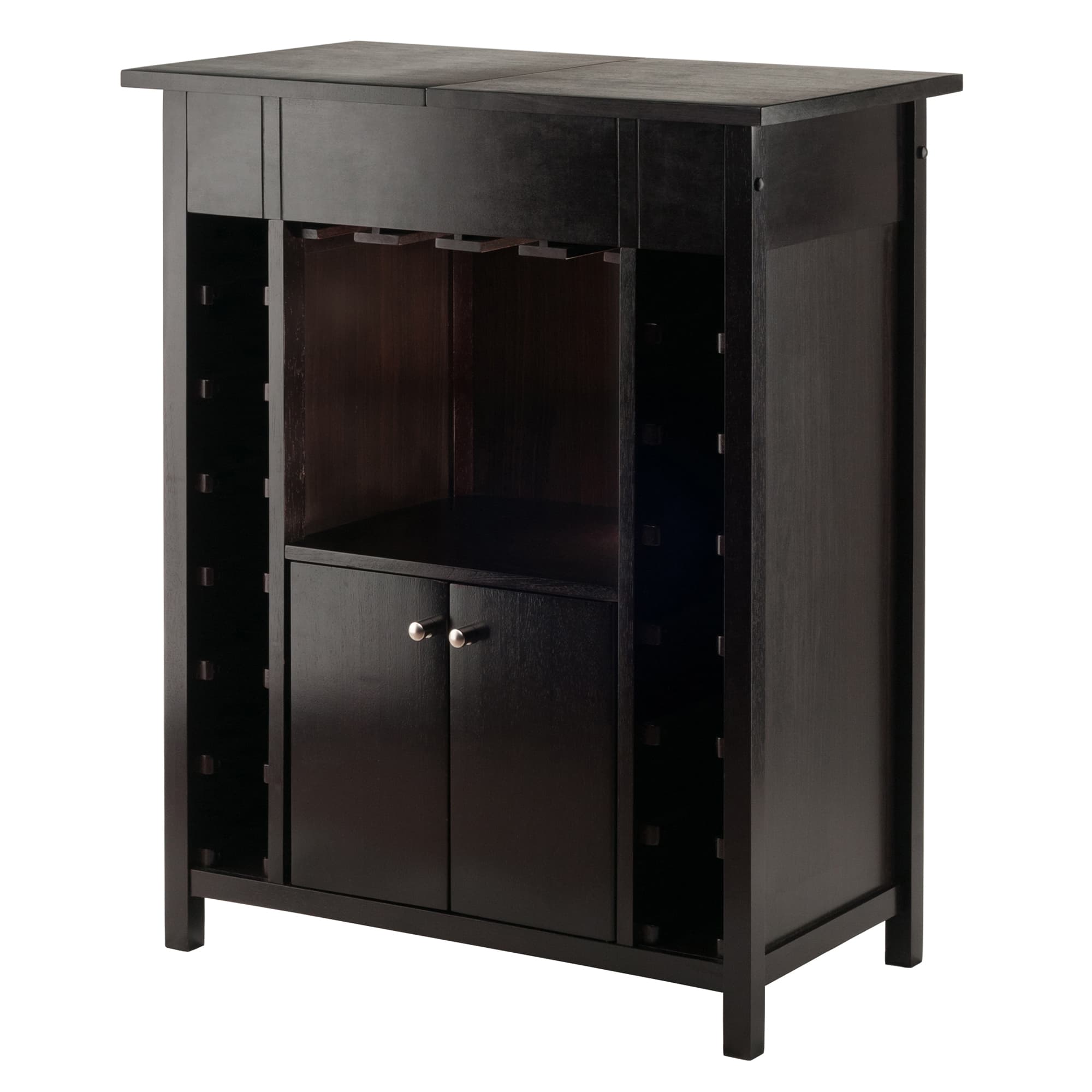 YUKON Wine Cabinet with Expandable Top & 14-Bottle Capacity, Espresso Finish