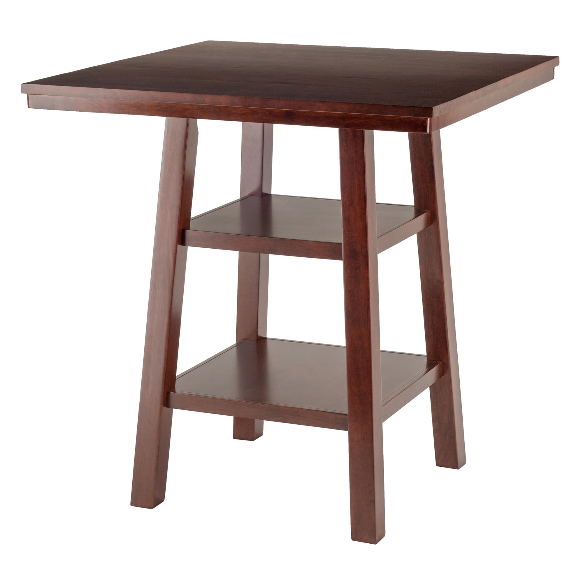 ORLANDO High Table with 2 Shelves, Walnut Finish