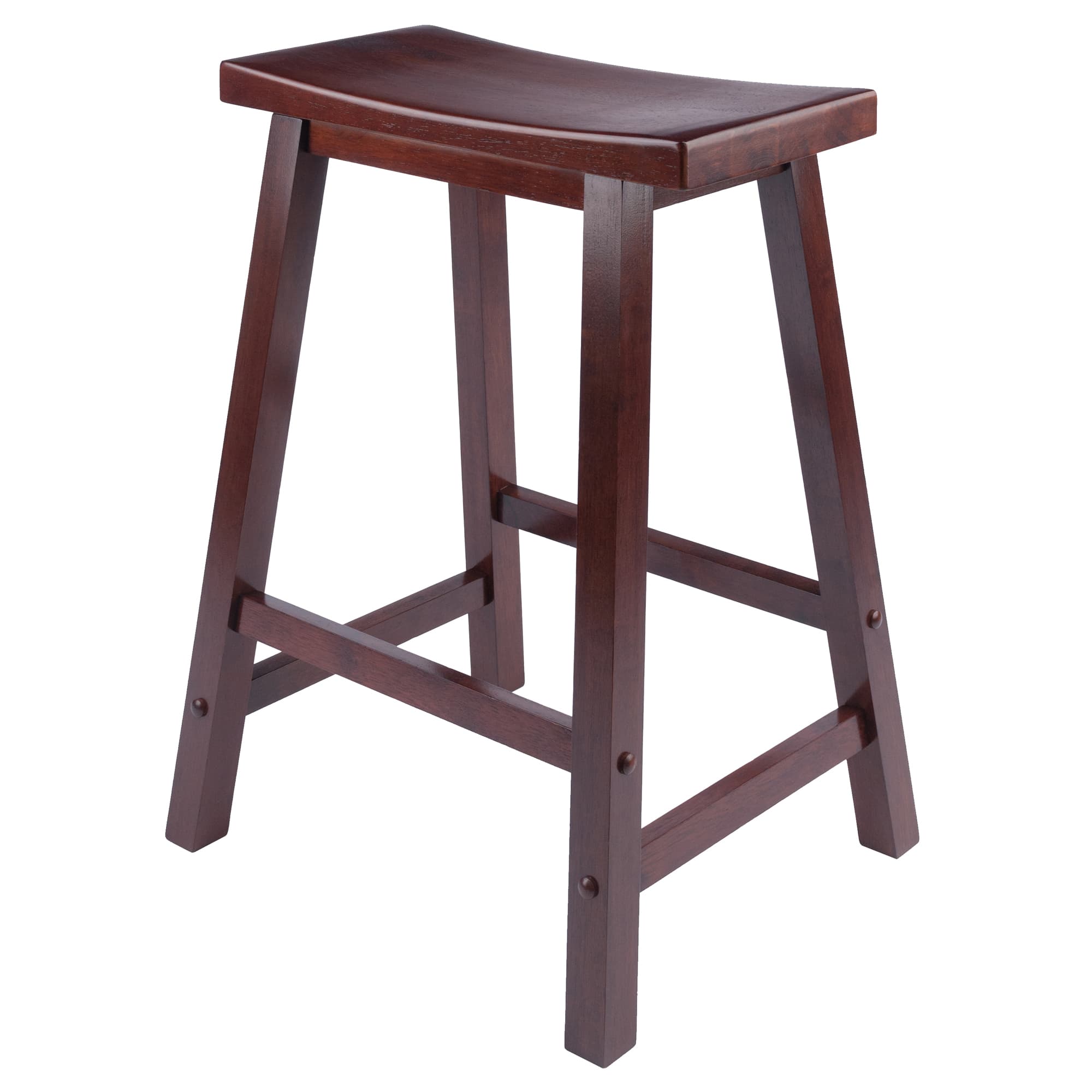 SATORI Counter Stool with Saddle Seat, Walnut Finish