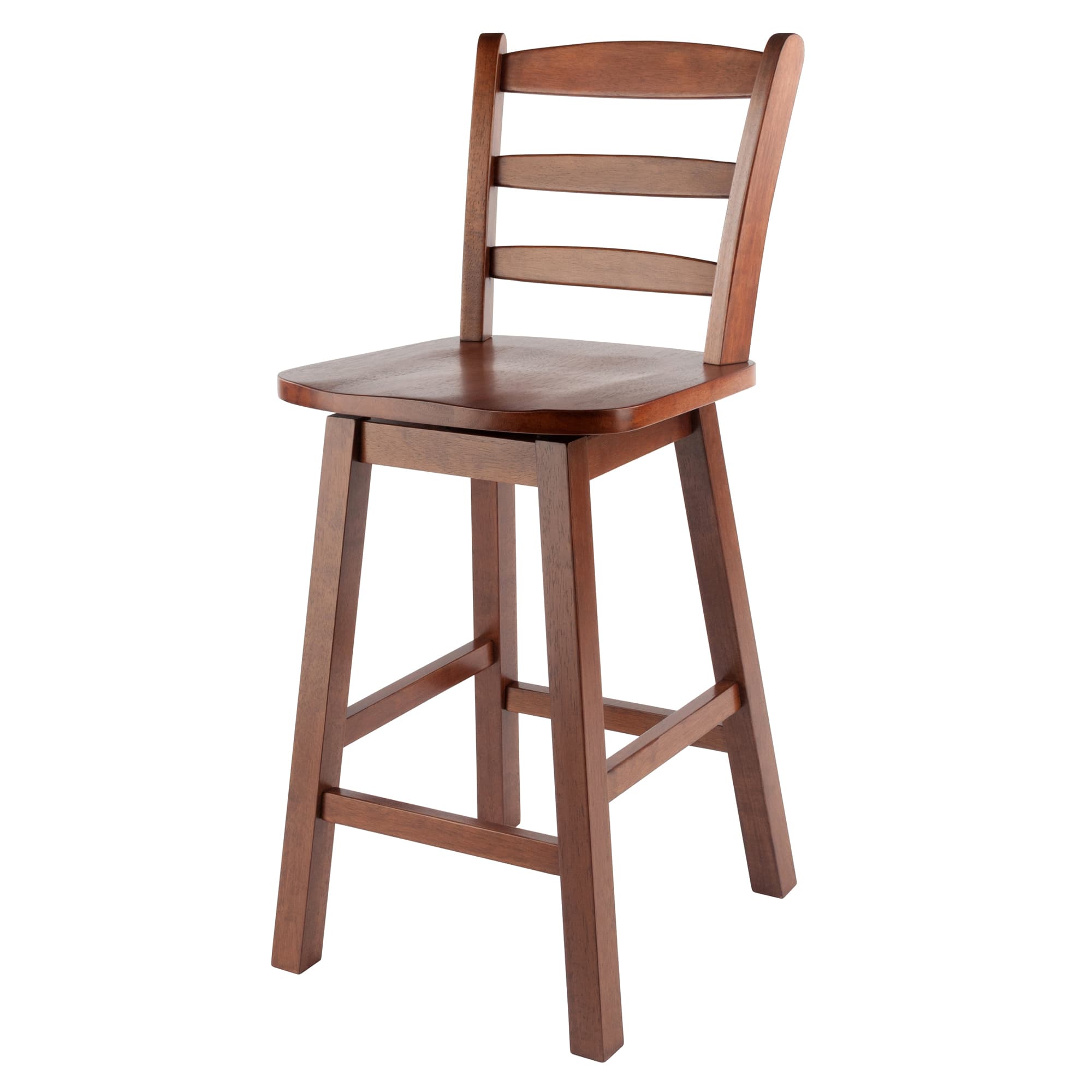 SCALERA Counter Stool with Swivel Seat & Ladder Back, Walnut Finish