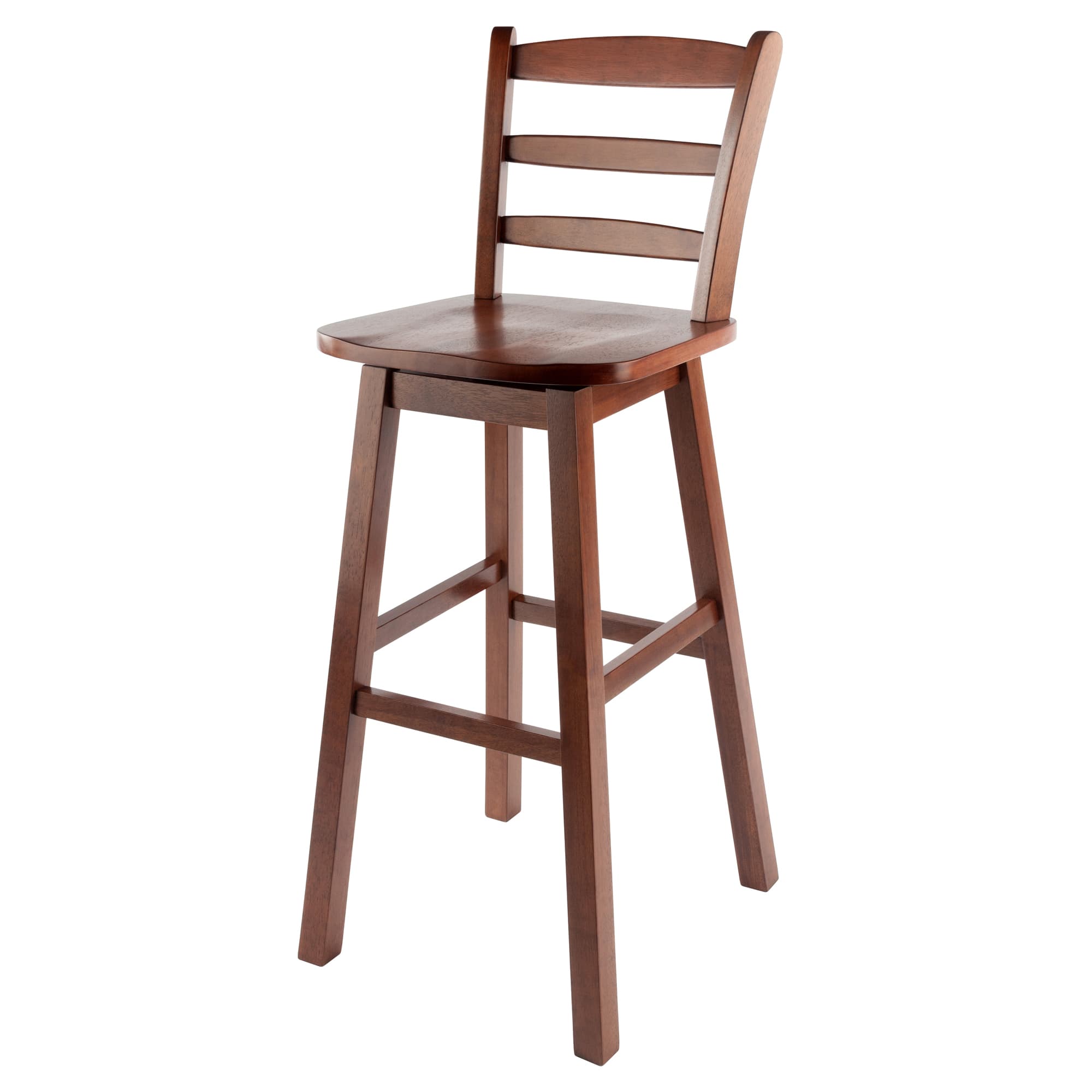 SCALERA Bar Stool with Swivel Seat & Ladder Back, Walnut Finish