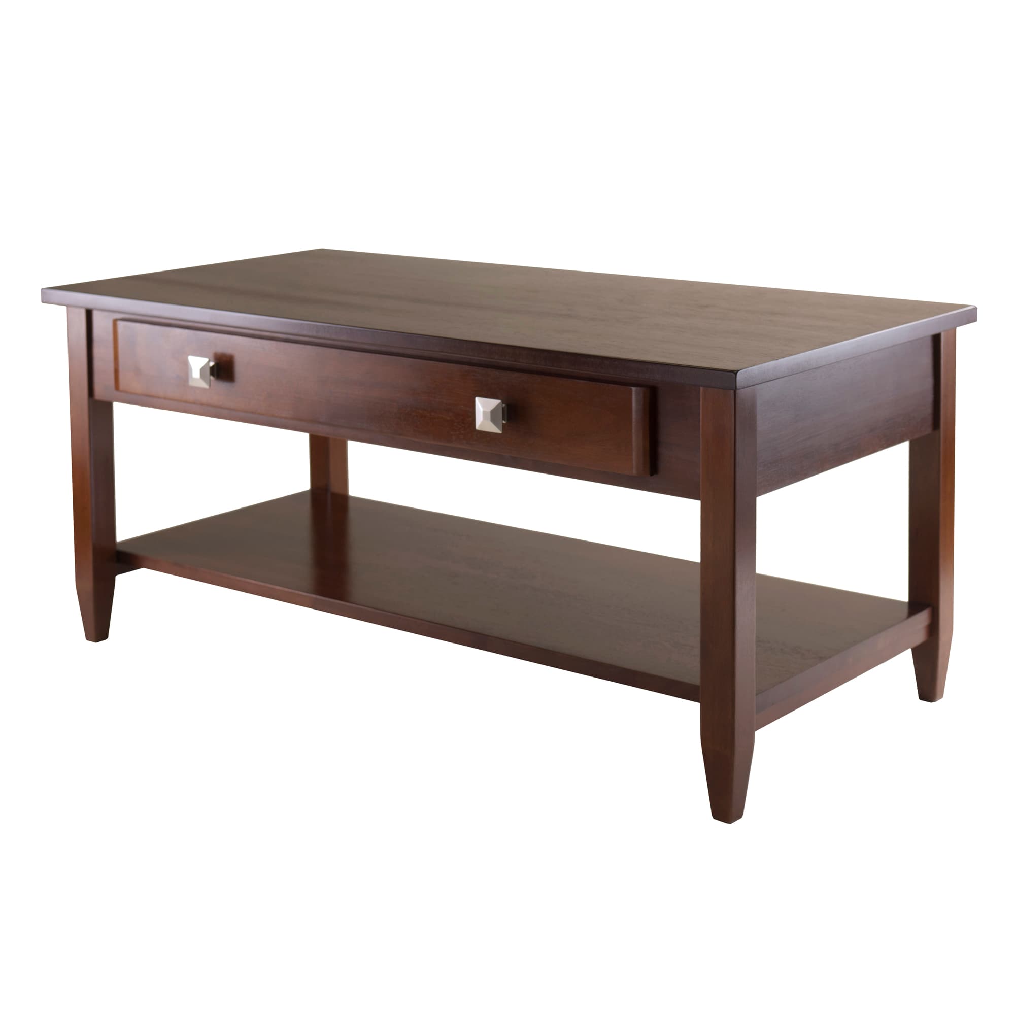 RICHMOND Coffee Table with Drawer and Shelf, Walnut Finish
