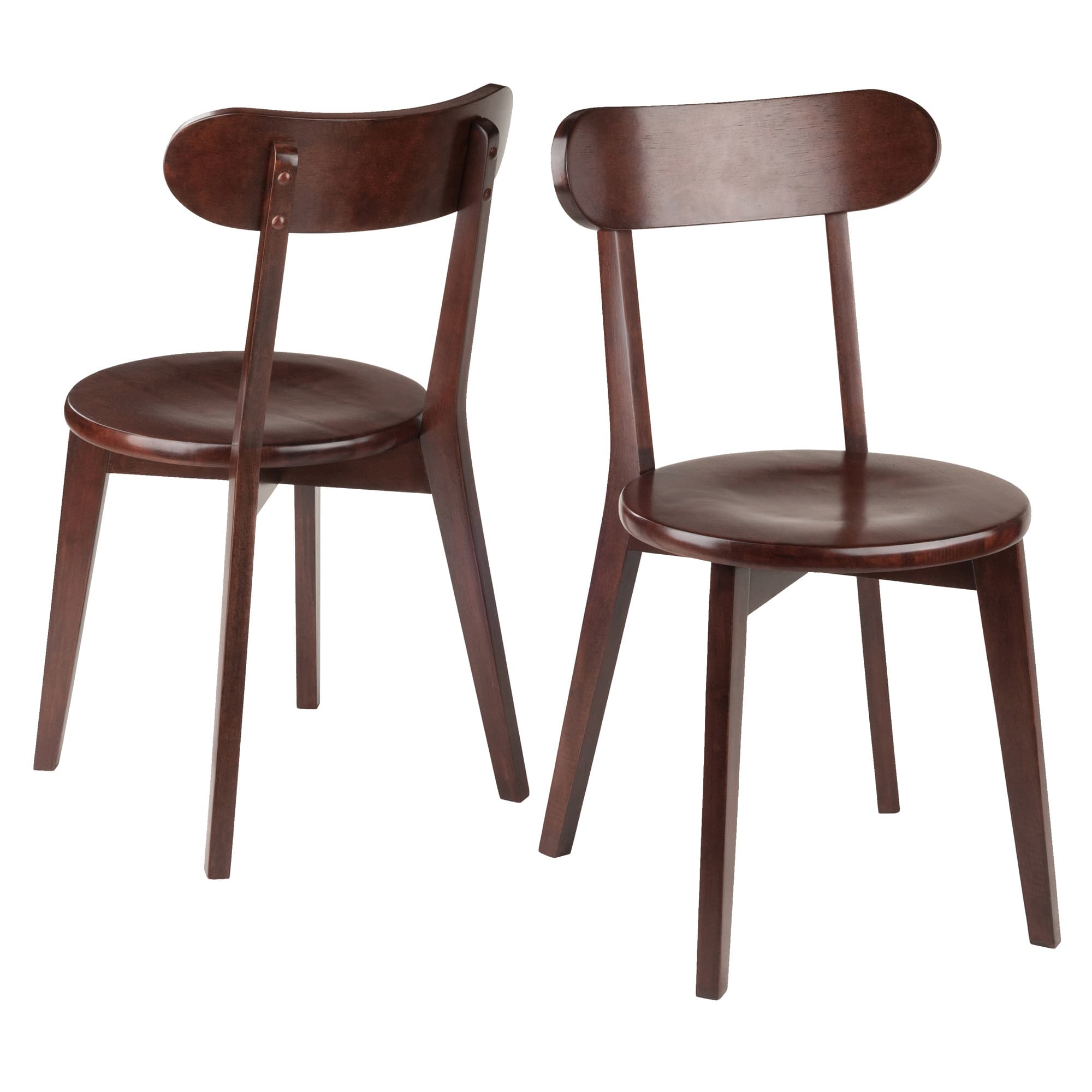 PAULINE 2 Dining Chairs with Curved Backrest, Walnut Finish