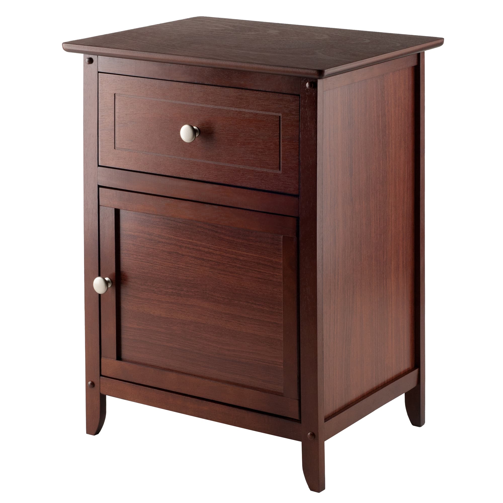 EUGENE Accent Table with Drawer & Door, Walnut Finish