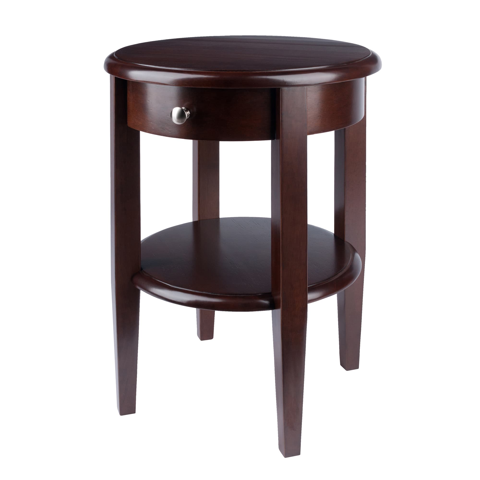 CONCORD End Table with Drawer & Shelf, Walnut Finish