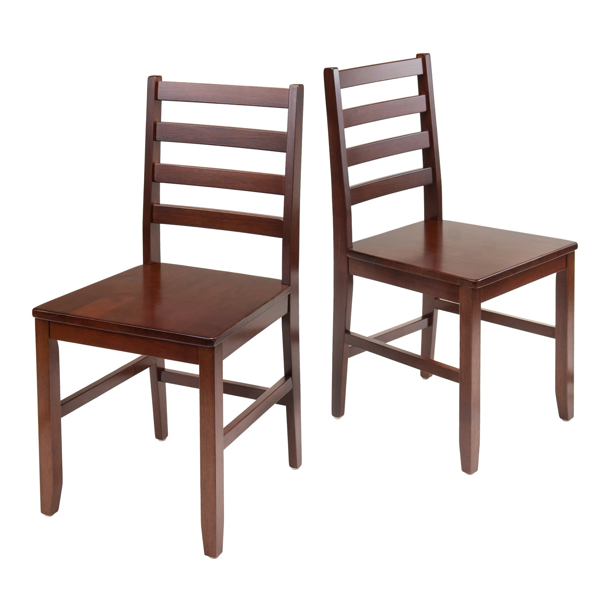 HAMILTON 2 Dining Chairs with 4-Slat Ladder Back, Walnut Finish