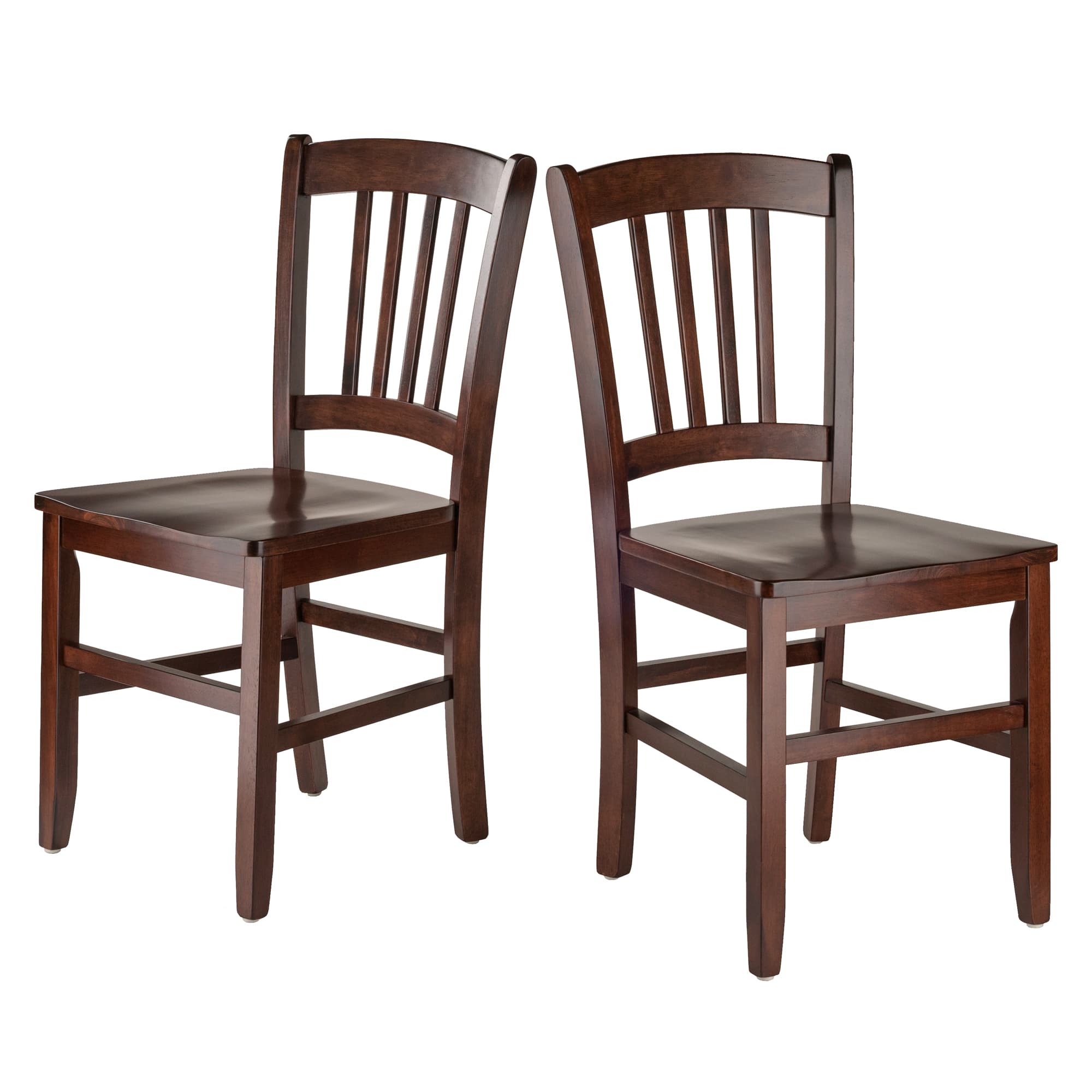 MADISON 2 Dining Chairs with Slat Back, Walnut Finish